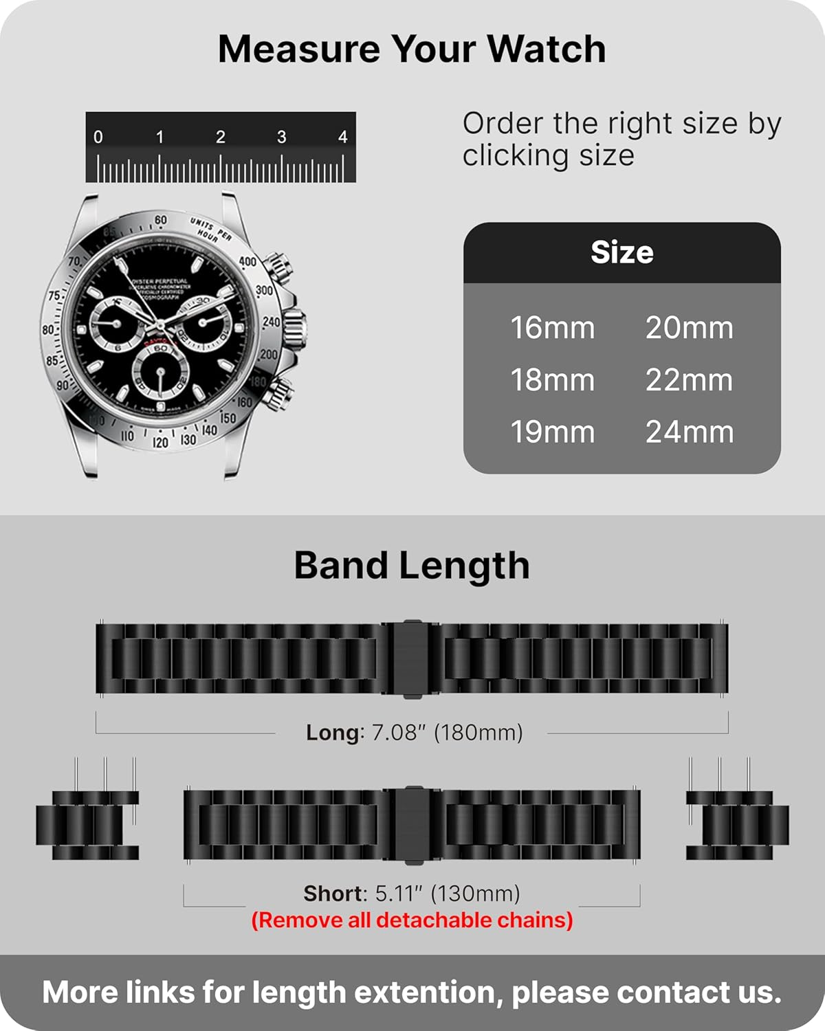 Fullmosa Quick Release Watch Strap, Stainless Steel Watch Band 16Mm, 18Mm, 20Mm, 22Mm or 24Mm image number 1