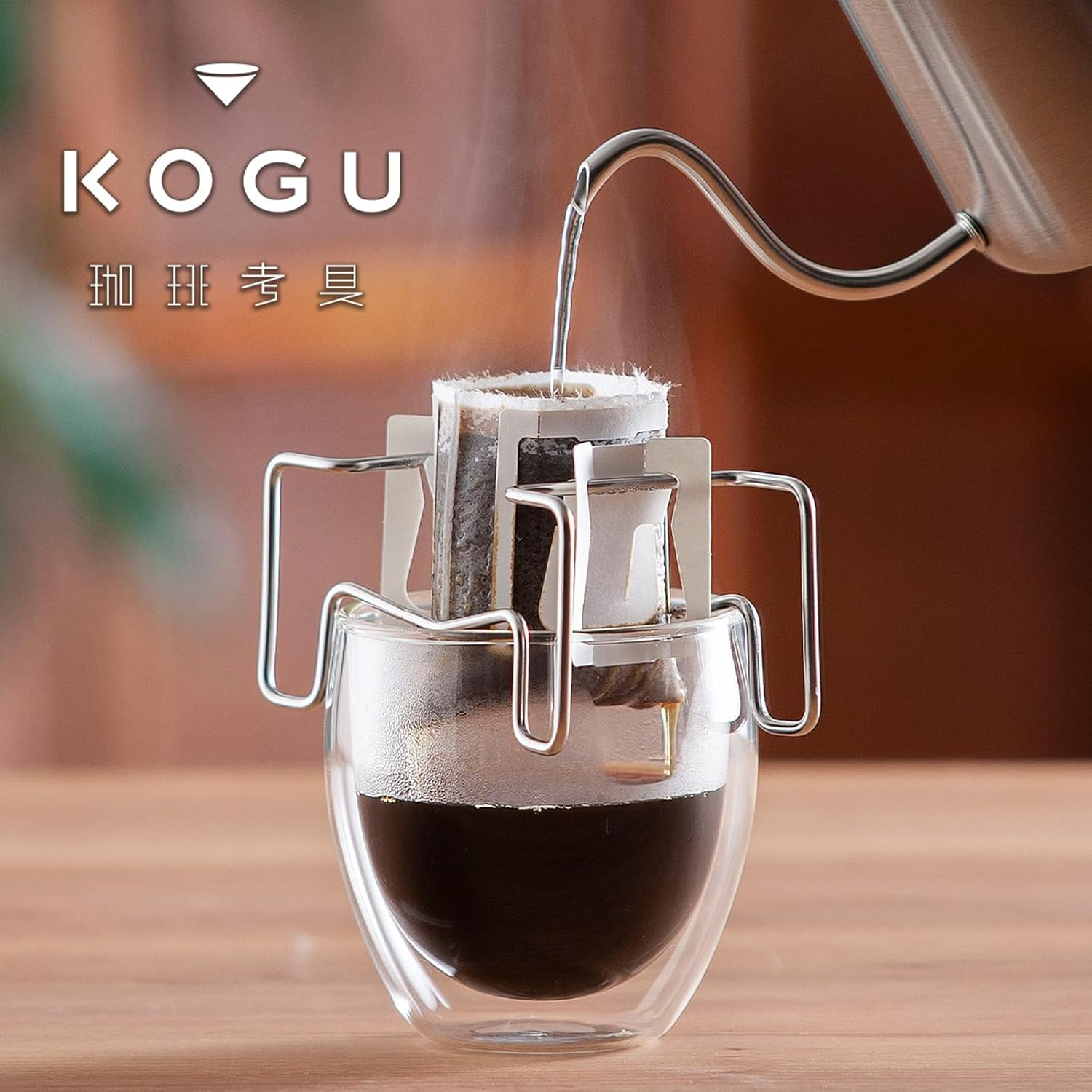 KOGU 42992 Coffee Drip Bag Stand, Made in Japan, Dishwasher Safe, Does Not Soak Coffee, Can Be Seen Pouring, Less Miscellaneous Taste, Holder, Dripper Stand, Drip Equipment, Stainless Steel, image number 2