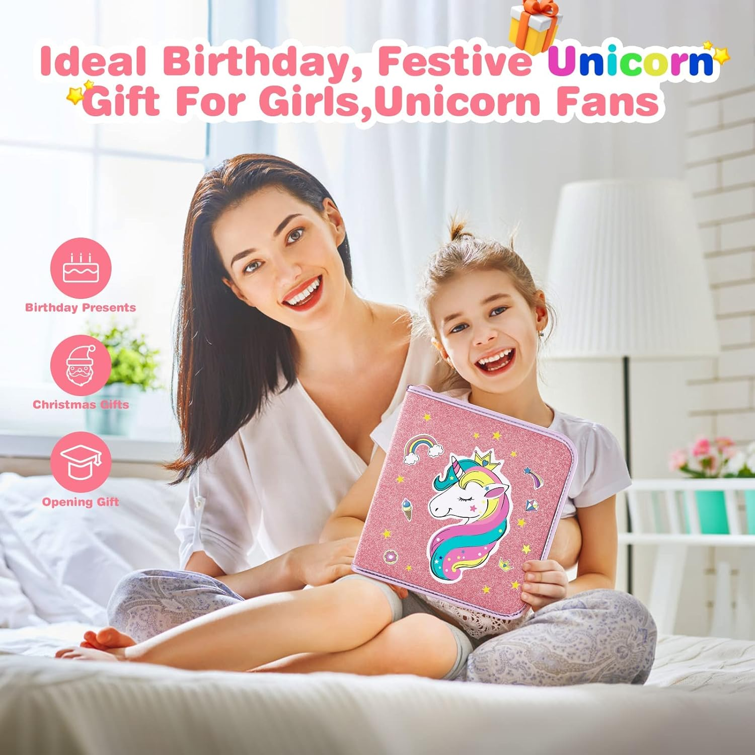 Unicorn Gifts for Girls 4 5 6 7, Colouring Sets for Children, Arts and Crafts for Kids, 3-8 Years Old Girls Gifts Toys, Birthday Presents Age 5-10, Pencil Case Stationary Sets image number 4