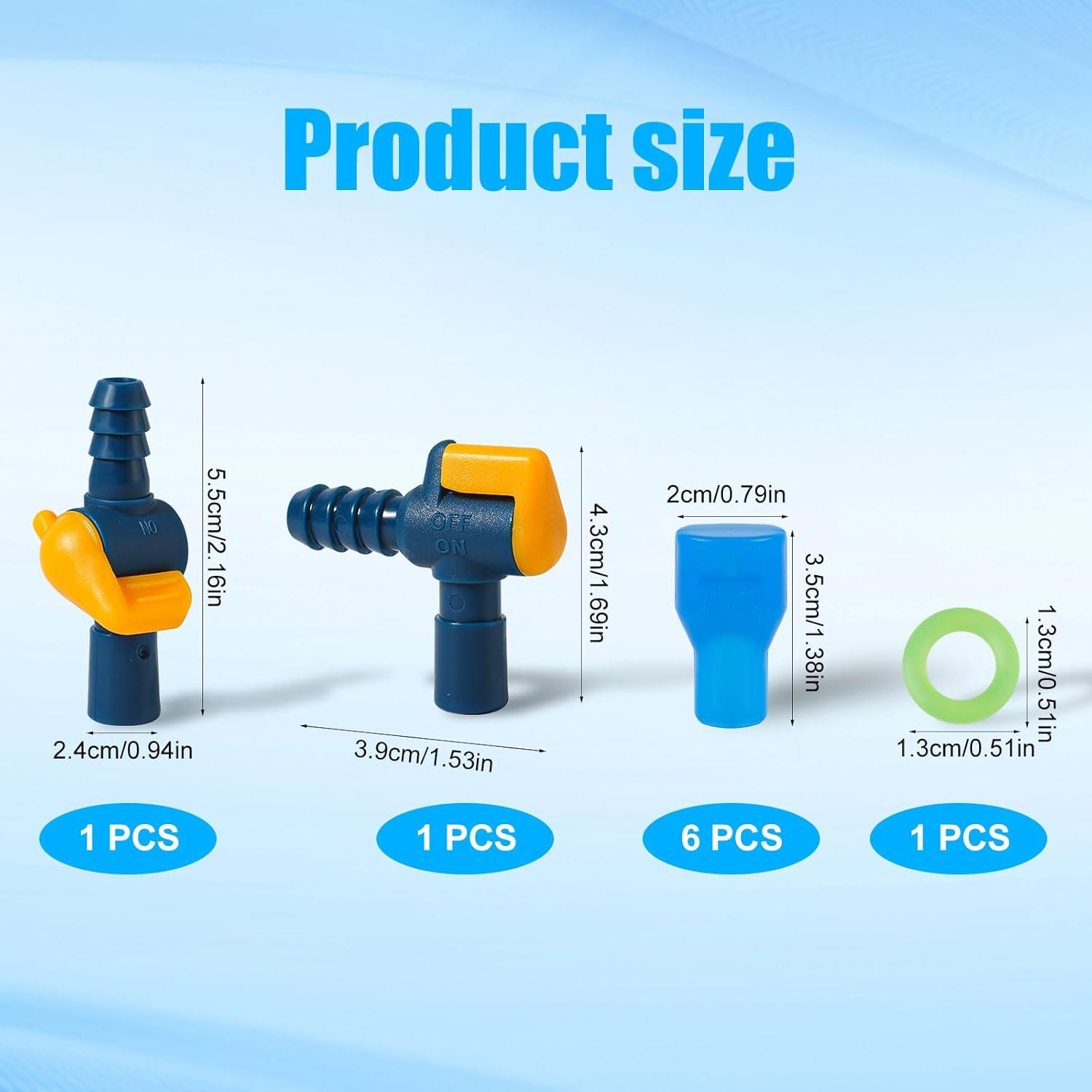 6Pcs Bite Valve Replacement for Camelbak, Hydration Pack Mouthpiece with 2 Hose Connector and O-Ring Replacement Parts for Camelbak Backpack Water Reservoir (Pass-Through + Angled) image number 5