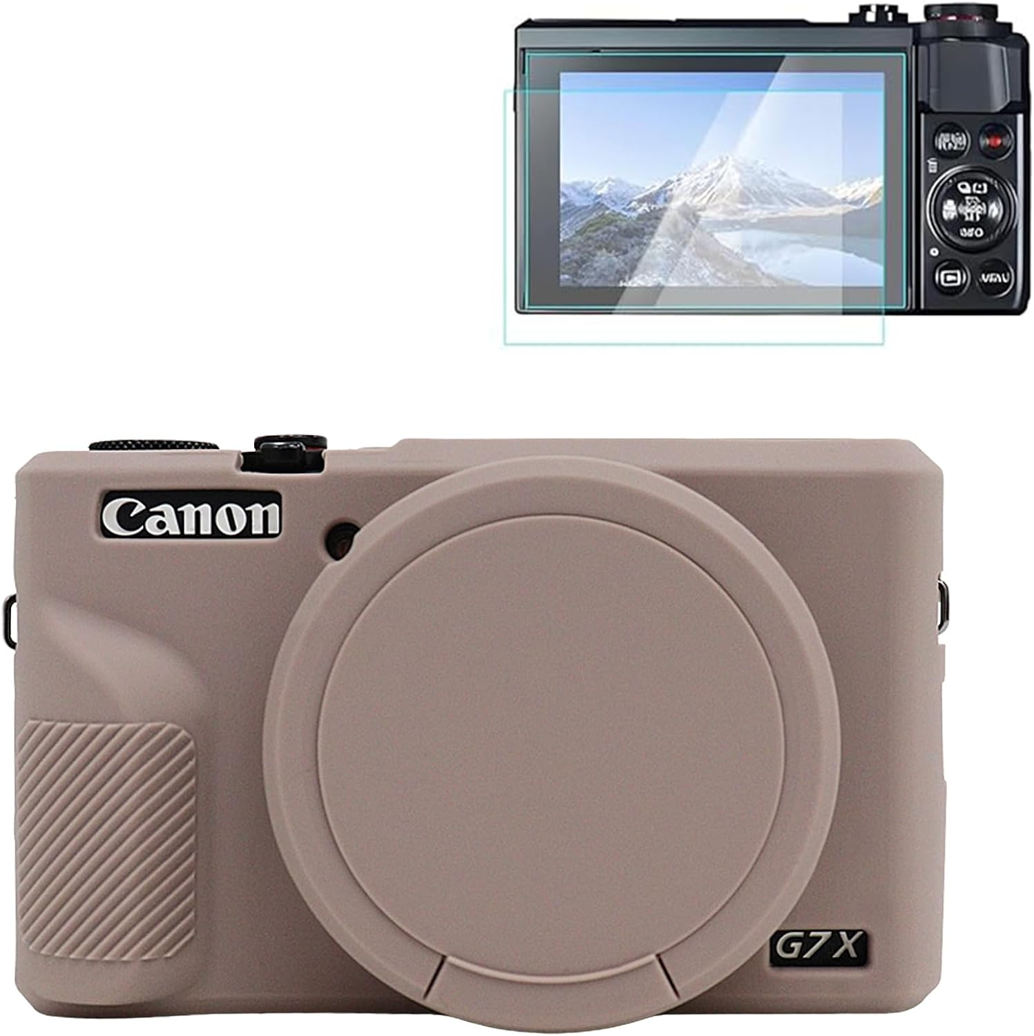 Rieibi Silicone Case for Canon G7X Mark III Case, G7X Mark III Accessories with 2 Pcs Sreen Protectors,Detachable Lens Cover for Canon G7X Mark III Cover