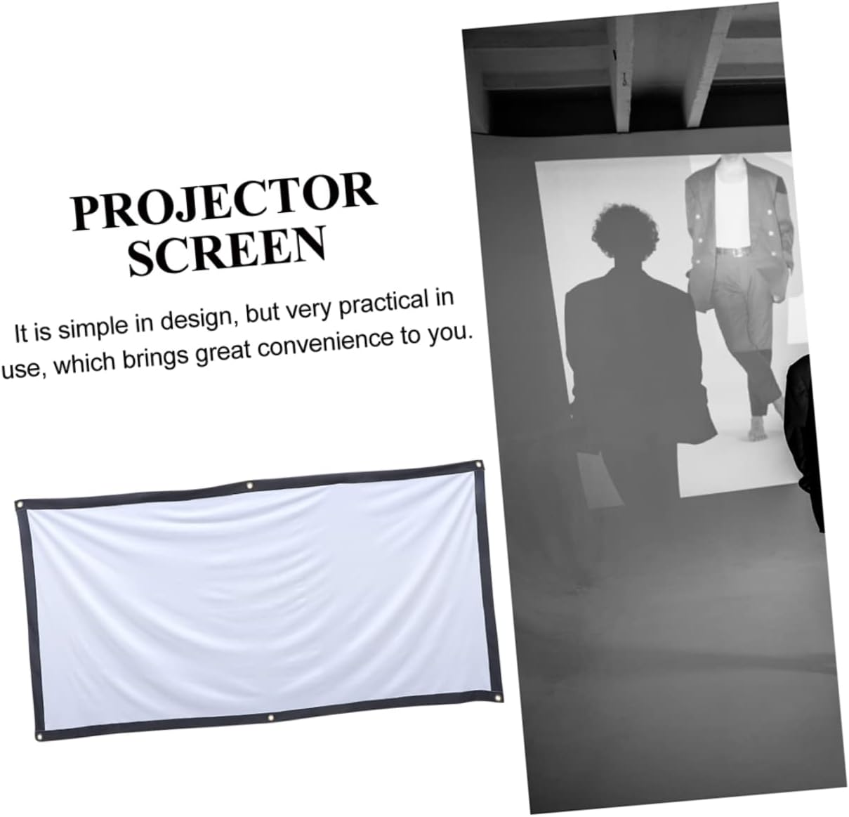 OSALADI Foldable 100-Inch Projector Screen 16:9 Polyester Anti-Light Indoor Outdoor Projection Kit Hooks and Rope for Home Theater image number 1