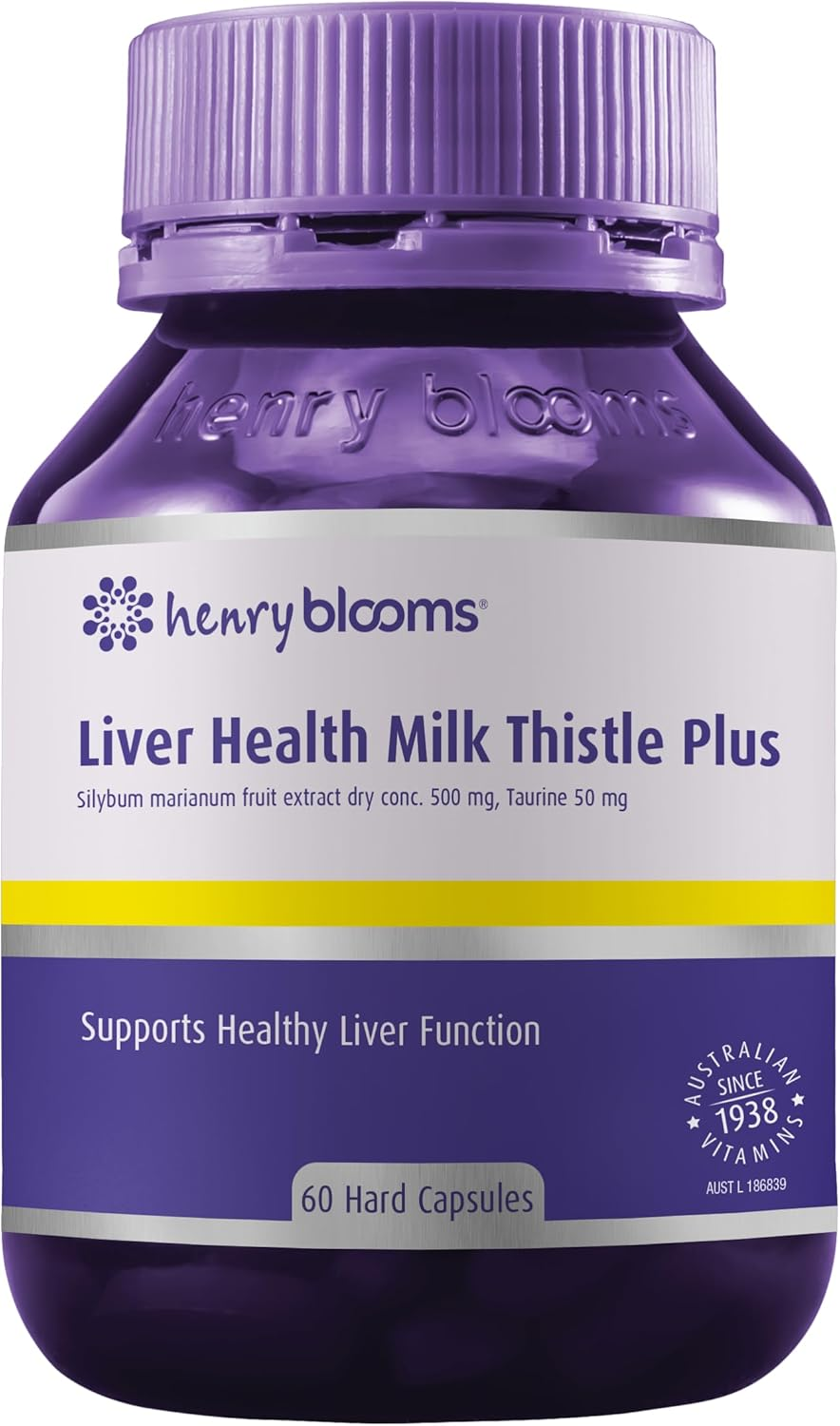 Henry Blooms 35,000 Mg Milk Thistle with 50 Mg Taurine 60 Vegetarian Capsules