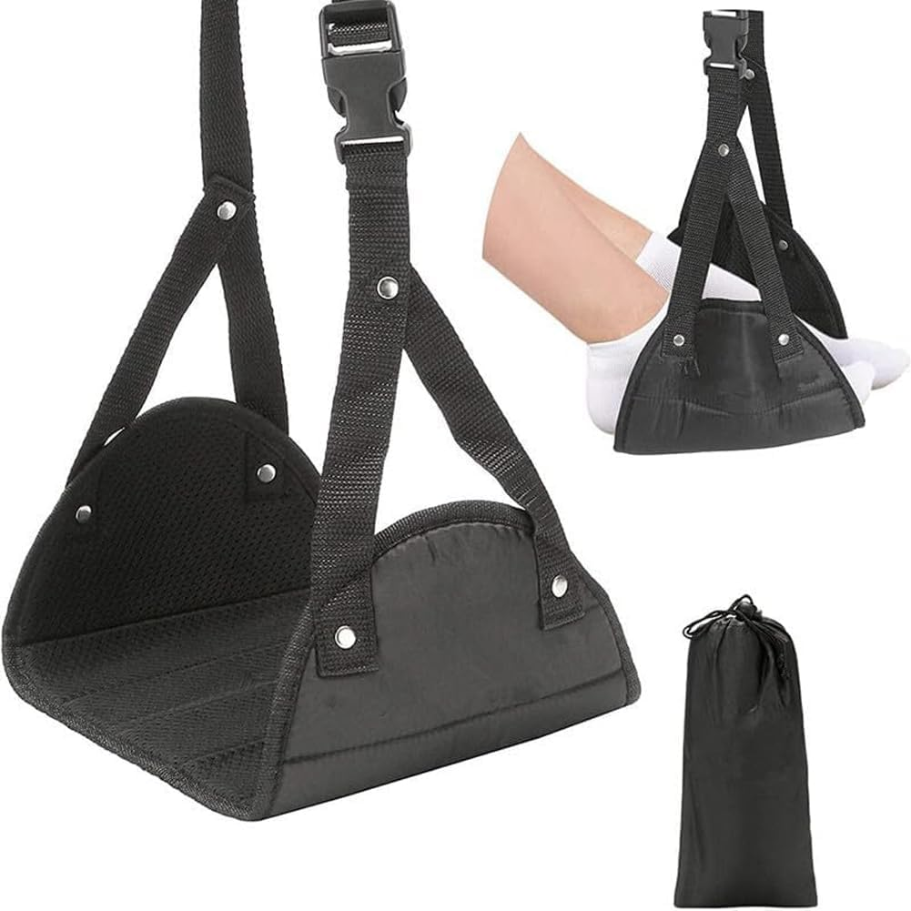 Airplane Footrest,Suithink Airplane Travel Accessories Portable Adjustable Foot Hammock for Plane Travel image number 2