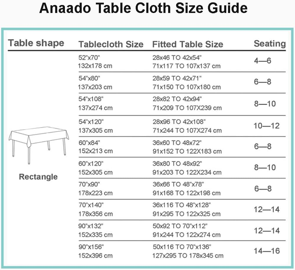 Anaado Ramadan Large Table Cloth for 14 Foot Table, Heavyweight, Long Table Cover for Buffet Table, Parties, Wedding, White, 90" X 132" image number 3