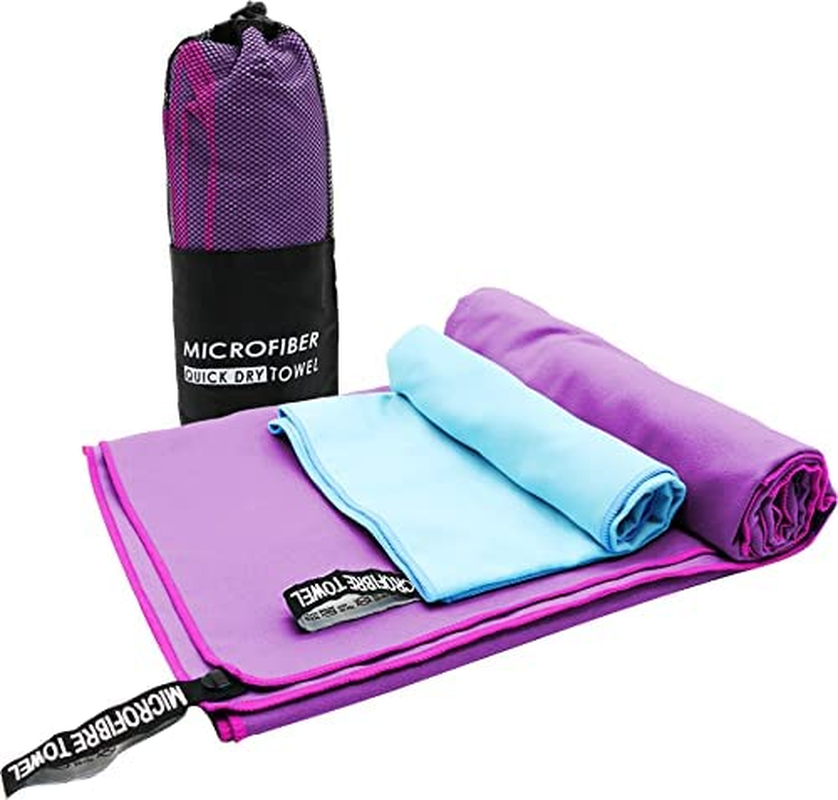 AHPOUN 2 Pack Microfiber Towel Quick Dry Bath Towels Super Absorbent for Sport Travel Swimming Beach Ultra Soft, Compact Microfiber Camping Towel Suitable for Hiking Gym Yoga (Light Green+Dark Blue)