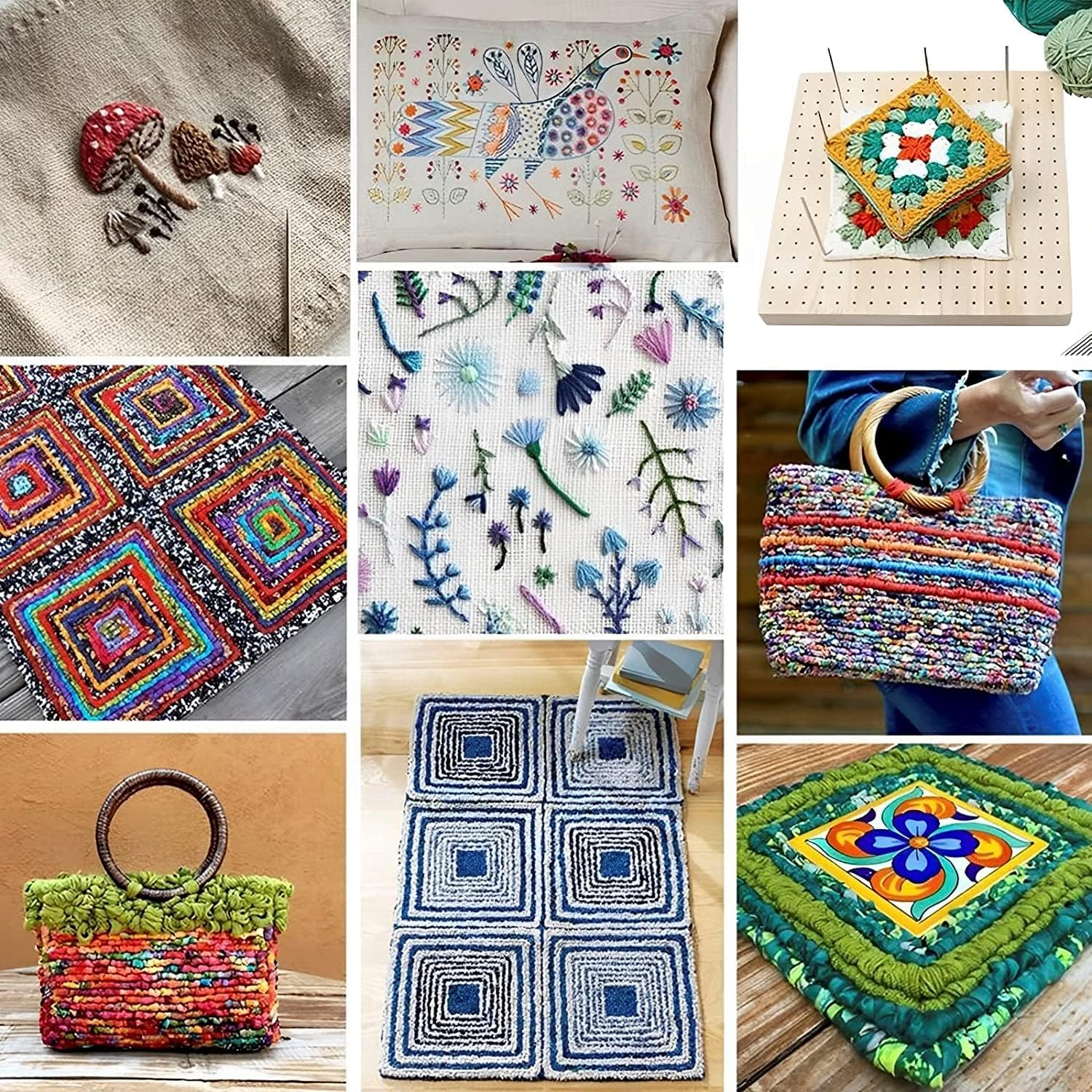 Wooden Crochet Blocking Board, Granny Square Blocking Board with 20 Pins and 5 Large Eye Needle, Blocking Mats for Knitting, Crochet Holder Accessorie image number 3