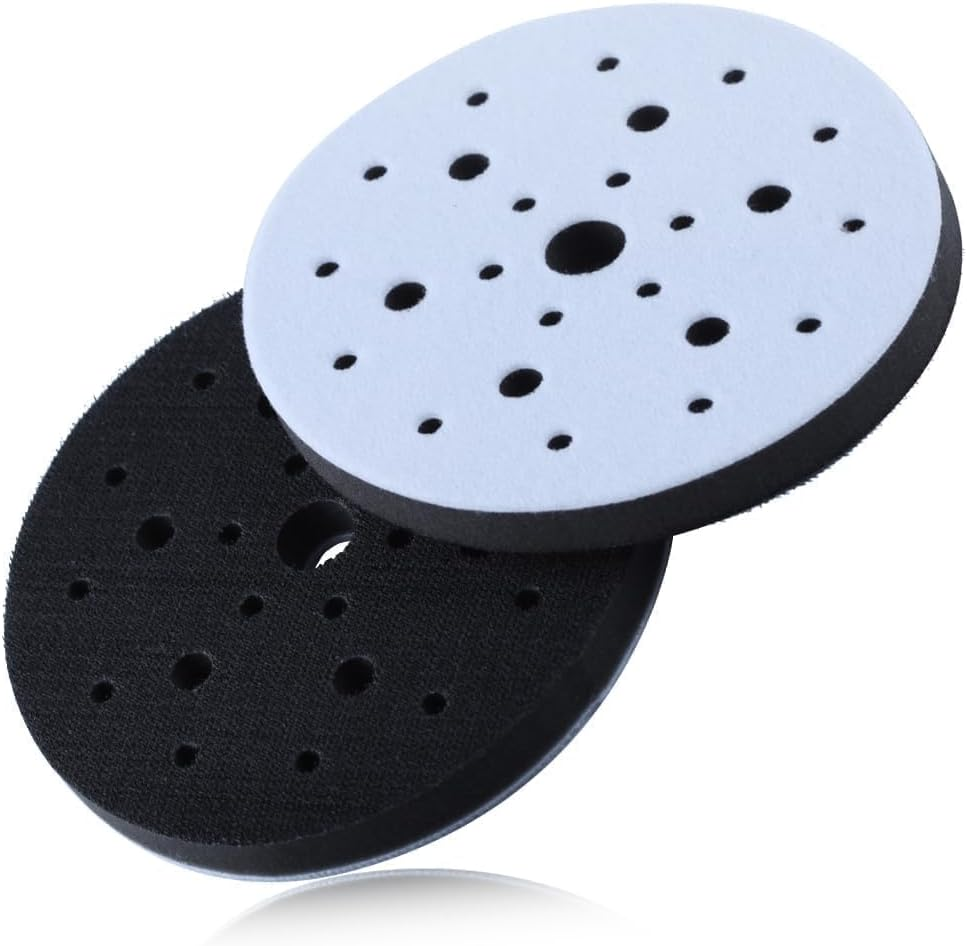 SPEEDWOX Soft Interface Pad 6 Inch 25 Holes Hook and Loop Sponge Cushion Buffer Backing Pad Sanding Stickfix Interface Pad Abrasive Net Sander Pad for Sander Automotive Woodworking Polishing image number 5