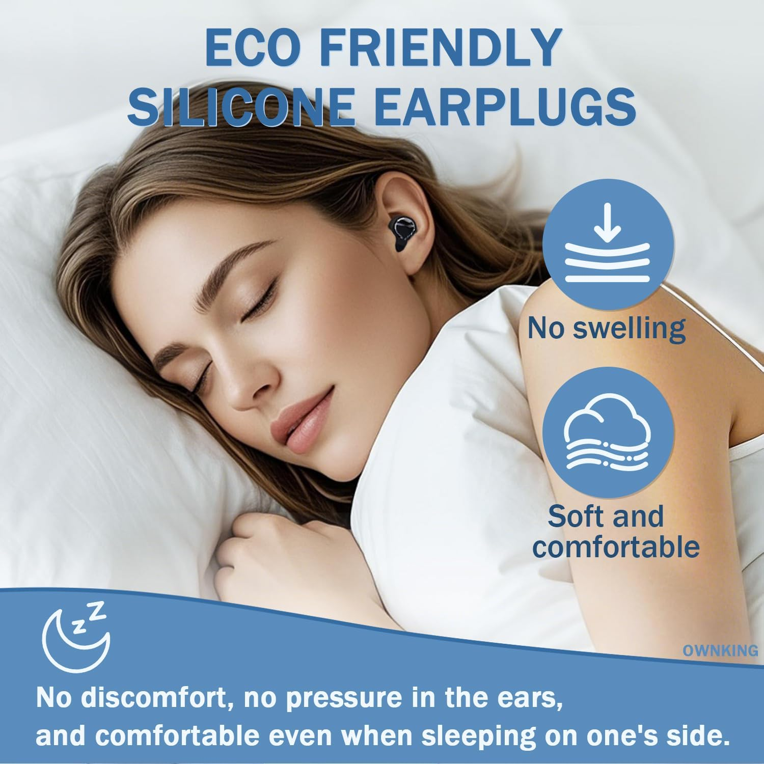 50Db Ear Plugs for Sleep, Noise Cancelling Ear Plugs for Deep Focus, Noise Sensitivity, Reusable Soft Environmentally Friendly Silicone, Ultra-Light, Waterproof & Washable, with 8 Tips (XS-L) image number 3