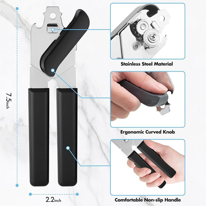 Lawnfusion Manual Can Opener, Stainless Steel Blade, 3-In-1 Kitchen Tool with Bottle Opener image number 5
