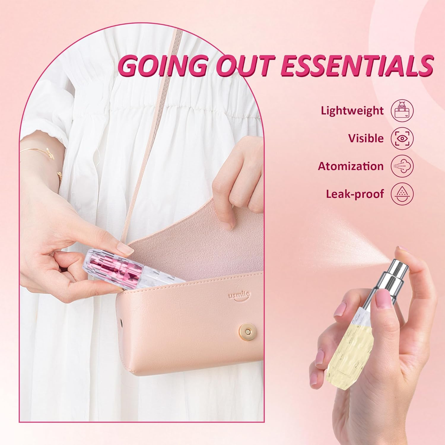 2 PCS Perfume Atomizer Travel Refillable Mini Scent Bottle Diamond Design 5ML Fragrance Sprayer Scent Pump Case for Travel Trip Business Portable Dispenser for Women and Men (Red+Silver) image number 3