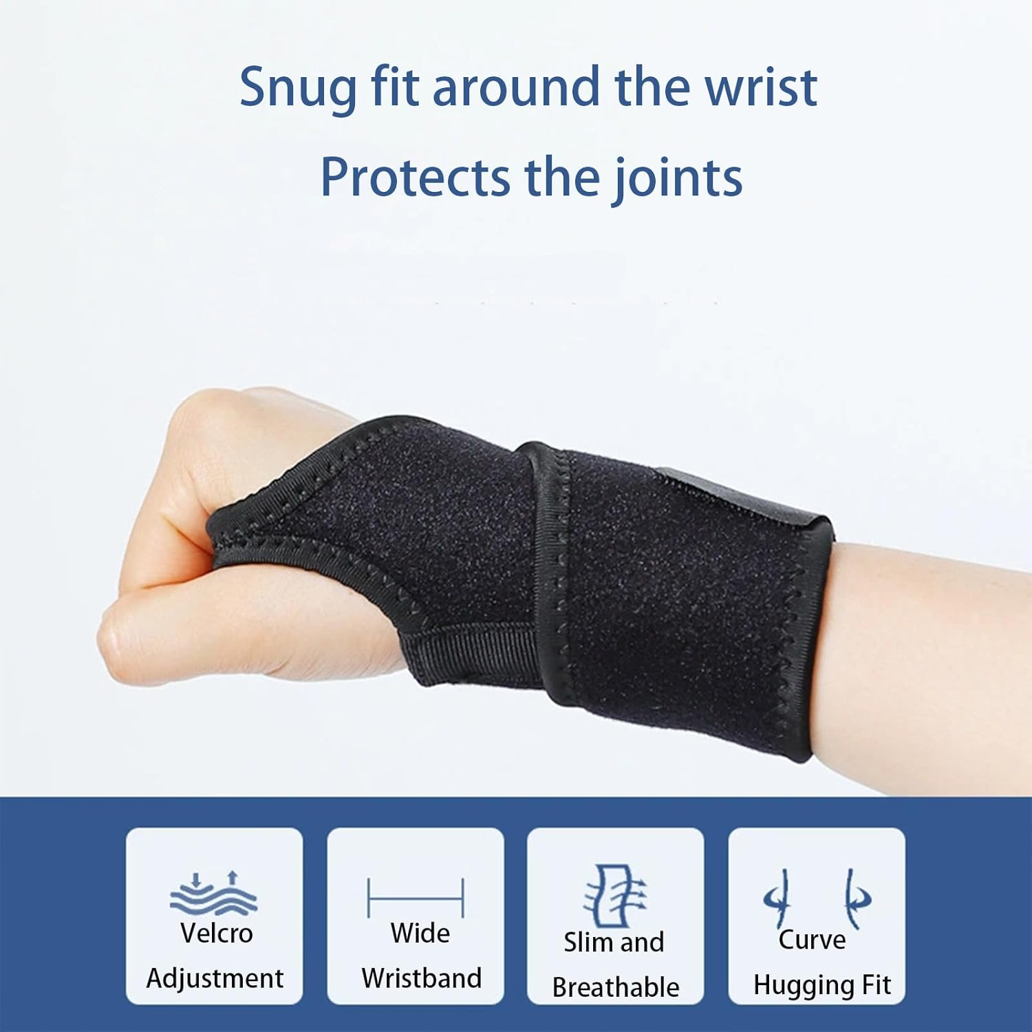 Wrist Compression Bands and Wrist Guards, Unisex, Suitable for Fitness, Weightlifting, and Office Work. (Left Wrist + Right Wrist) - Black-1 image number 3