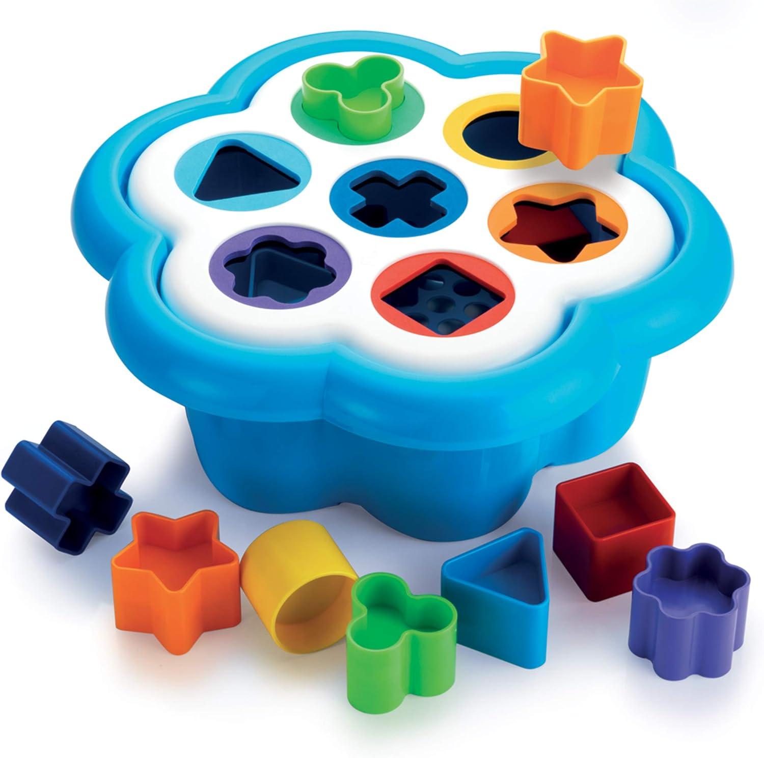 Quercetti Daisy Shape Sorter - Classic 16 Piece Shape and Color Sorting Toy (Made in Italy) image number 2