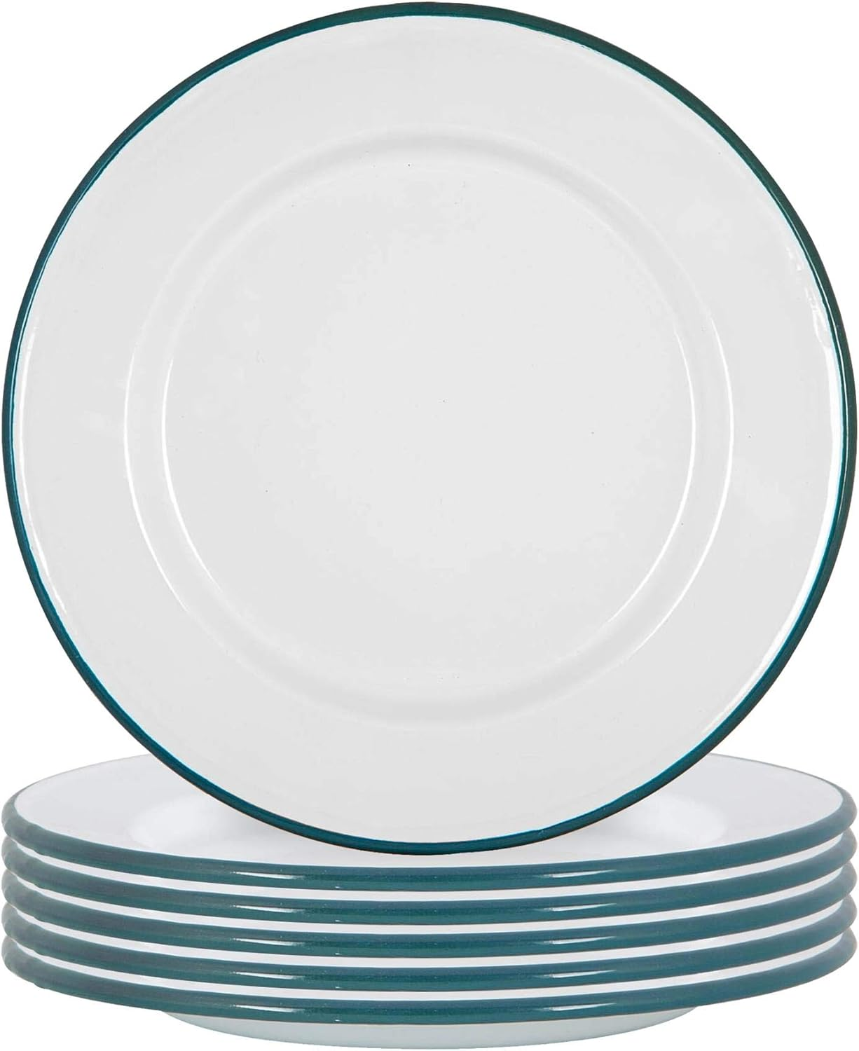Argon Tableware Enamel Dinner Plates - 25.5Cm - Pack of 6 - Grey Dining Plates Lightweight Camping Large Dinner Dish for Appetisers, Starters, Mains, Sides, Desserts