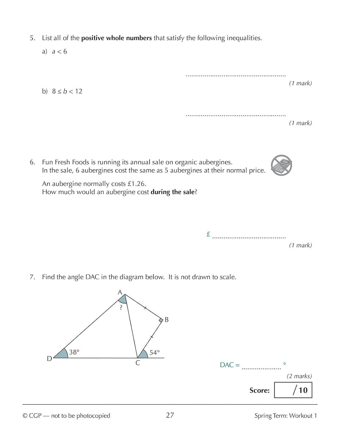 KS3 Year 9 Maths 10-Minute Weekly Workouts image number 3