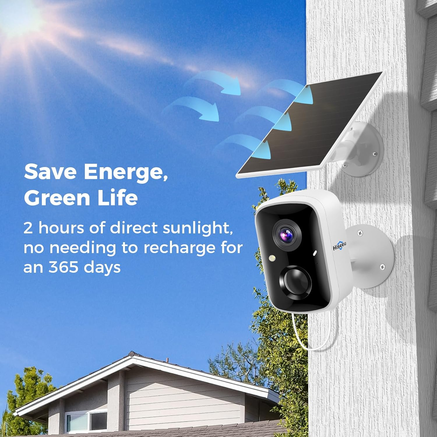 Hiseeu Solar Security Cameras Wireless Outdoor, Battery Powered 3K 4MP Surveillance Indoor Wifi Smart Cameras for Home Security Outside, Motion Detection, Waterproof, Color Night Vision, 2-Way Audio image number 5
