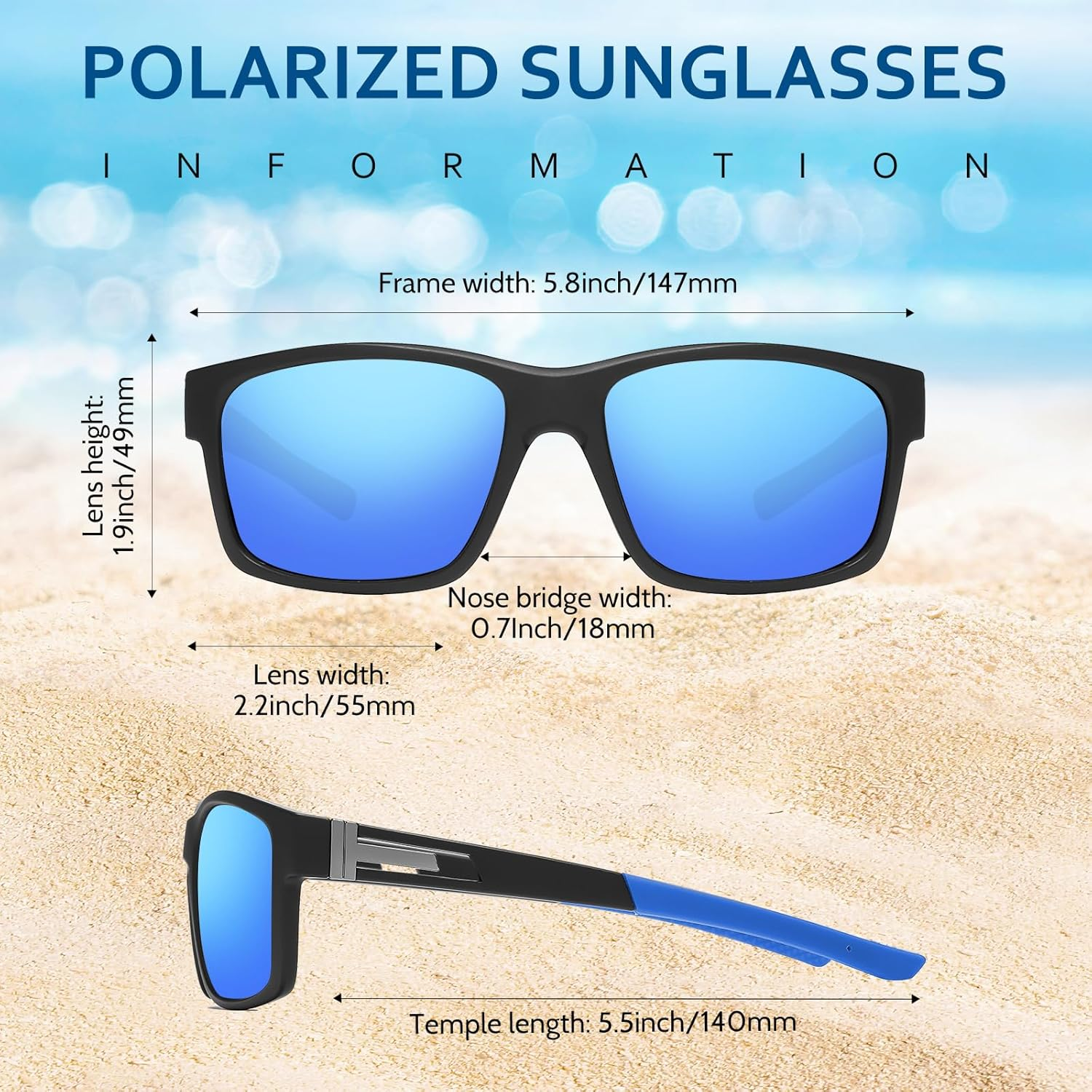 Polarised Sunglasses Mens Sports Sun Glasses UV400 Protection for Men Driving Fishing Running Sun Shades - Blue image number 3