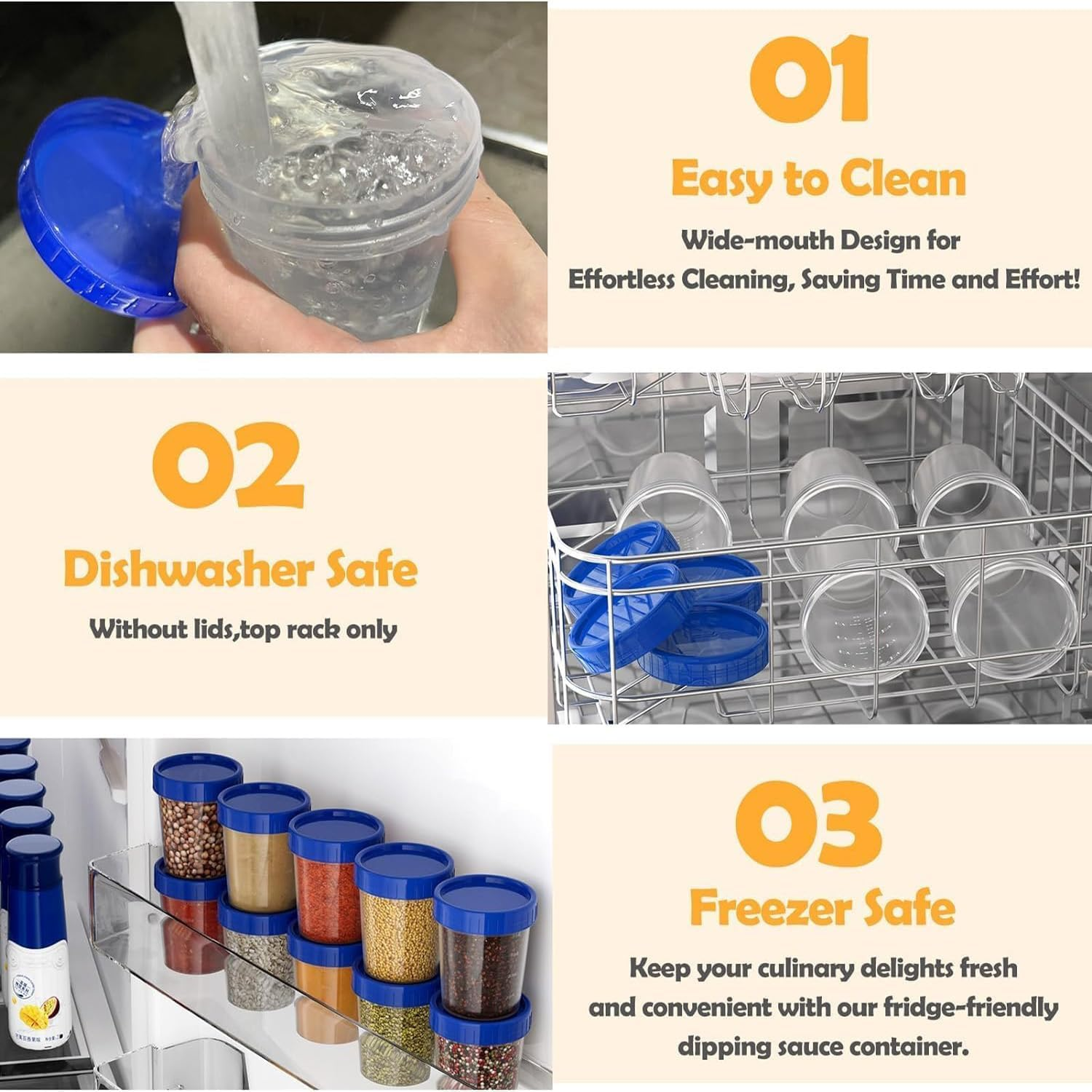 Tjhypenete 10PCS Small Containers with Lids, 4 Oz Reusable Salad Dressing Container, Sauce Storage Container, Leakproof Condiment Containers, Stackable Plastic Dip Sauce Cups for Snack Drink Ketchup image number 6