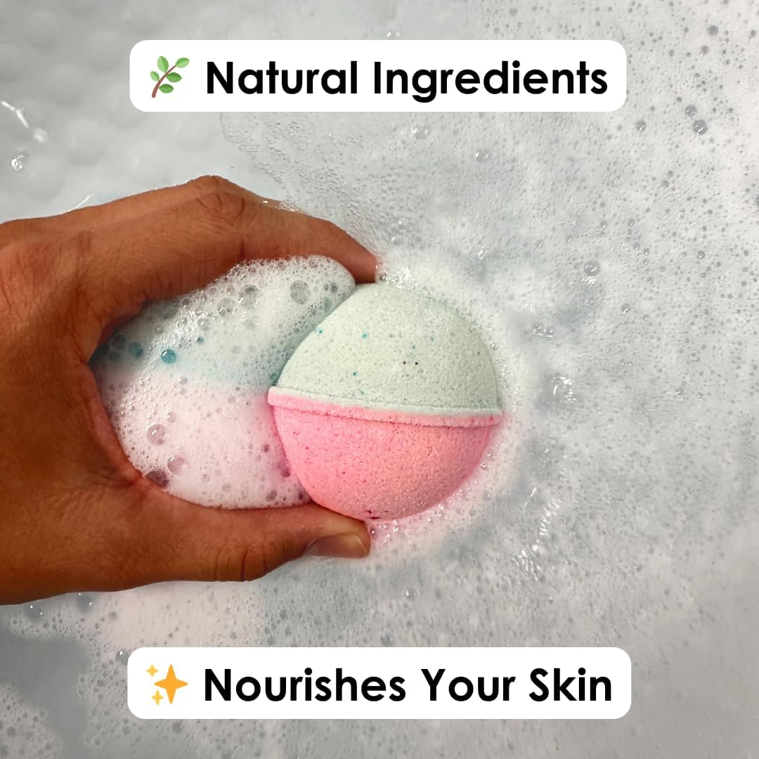 BATH BOX Bubblegum Gift Set, Bubble Bath Bombs, Bath Dust Soak, Natural & Handmade in Australia, Cotton Candy & Bubblegum, Fun Bath Fizz for Kids & Adults, 4 Piece Hamper Gift Box image number 5