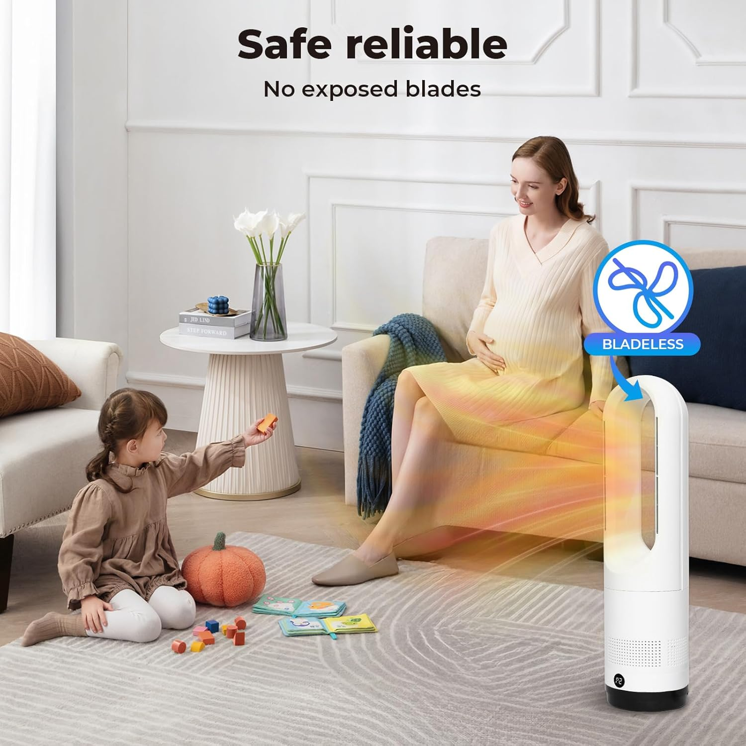 Spector 2 in 1 Bladeless Cool Fan, Tower Fan & Heater Combo with Remote Control, Desk Fan,Portable Fan,1-9H Timer, 80&deg; Oscillating, Air Circulator for Bedrooms Office Home SAA Approved