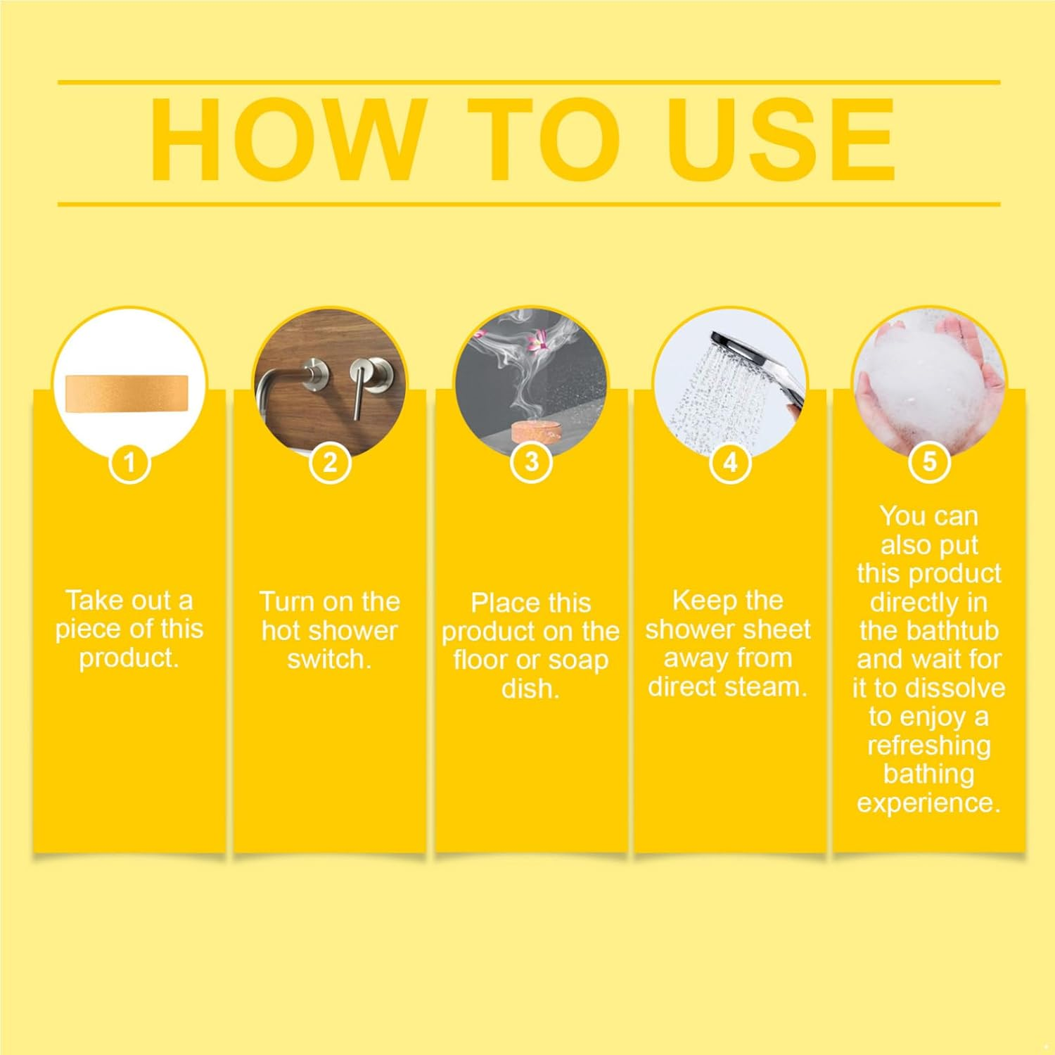 Tiaobug Citrus Scented Shower Tablets 8 Pack Revitalizing Bath Steamer Tablets for Relaxation and Fresh Fragrance Yellow One Size image number 2