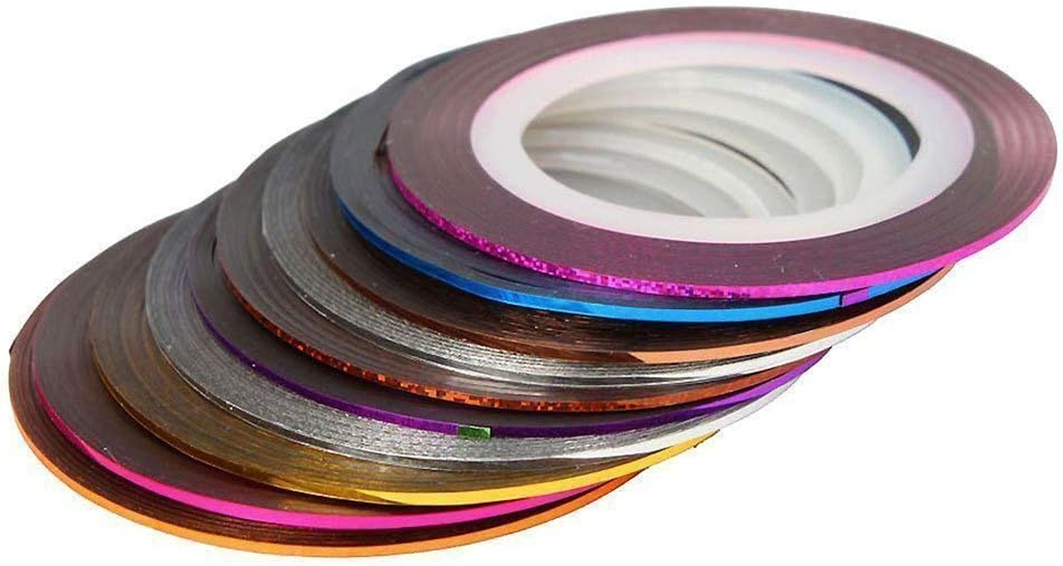 Mixed Color Beauty Striping Decals Tips Tape Line DIY Design Nail Art Stickers,Nail Grind Gold and Silver Lines for Nail Tools Decorations, 32Pcs / Set