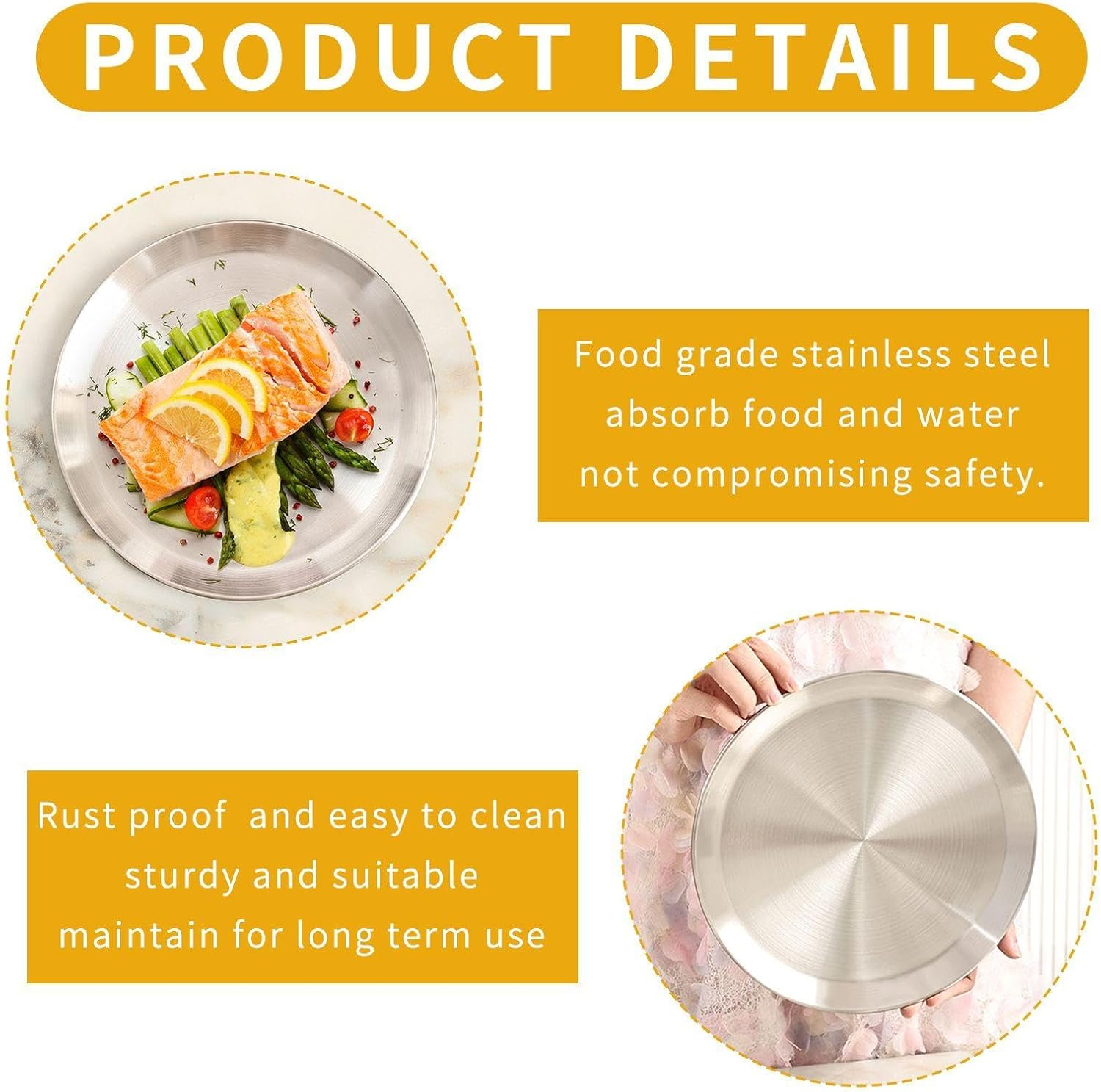 CVDYWDJIE Pack of 3 Stainless Steel Plates and 2 Cleaning Cloths, Cat Food Bowls, Pet Food Bowls, Shatterproof Trays, Pet Feeding Tools image number 4