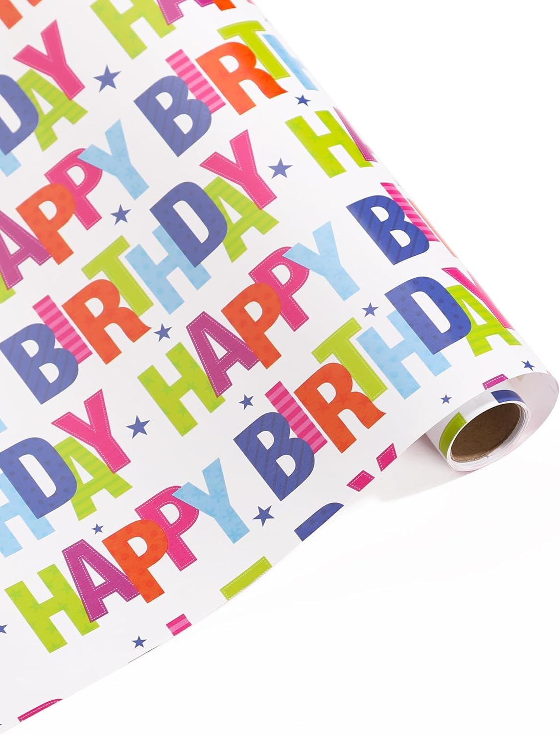 3 Rolls Birthday Wrapping Paper Roll - 17 in X 120 in per Roll - Sparkly Rainbow Holographic Wrapping Paper for Girls Kids Birthday Gift Wrap image number 6