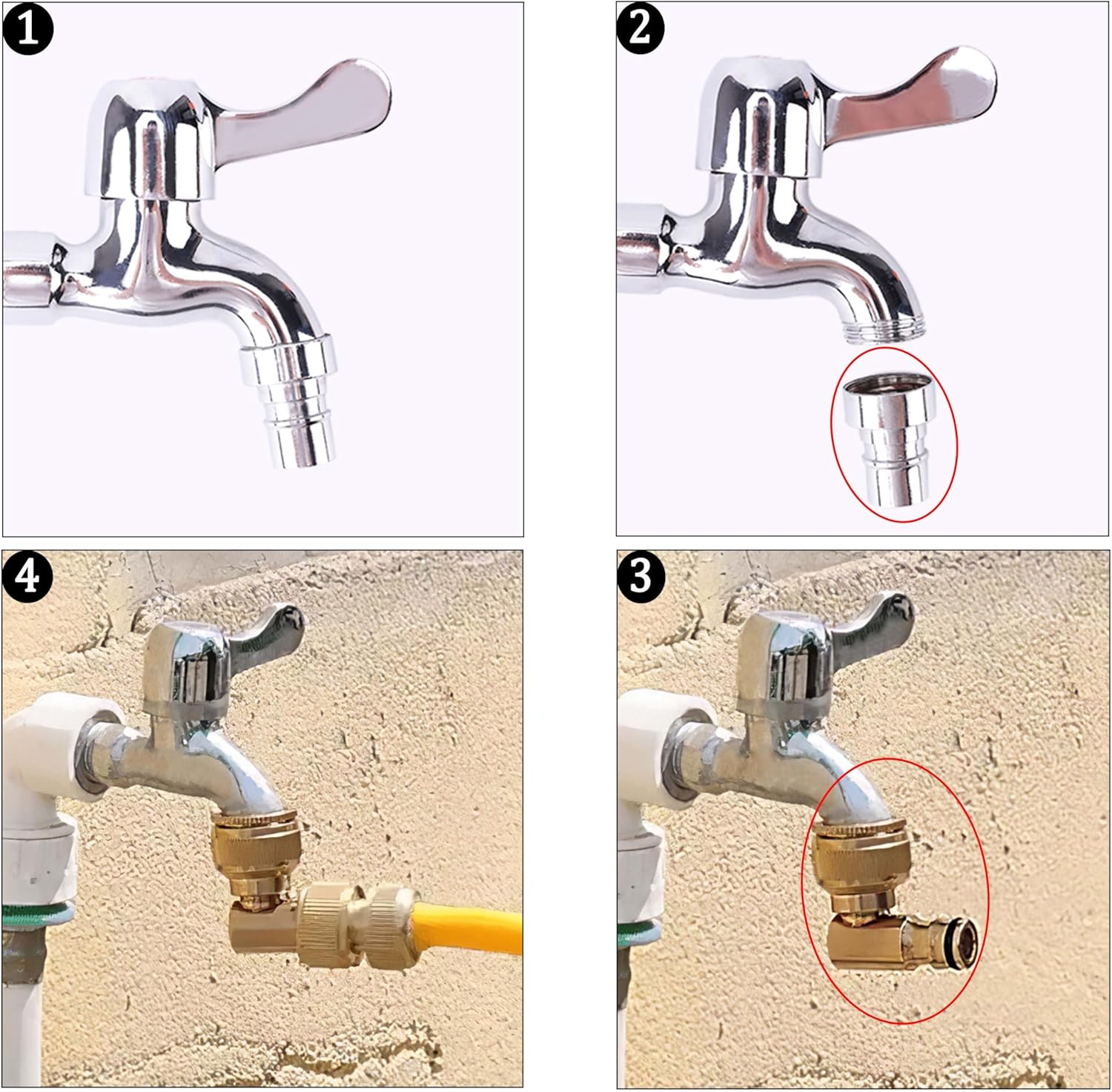 360&deg; Rotation Tap Adapter(3/4" and 1/2" Inner Female), Garden Hose Connector for Lawn& Garden,Washing Cars,Watering Plants image number 1