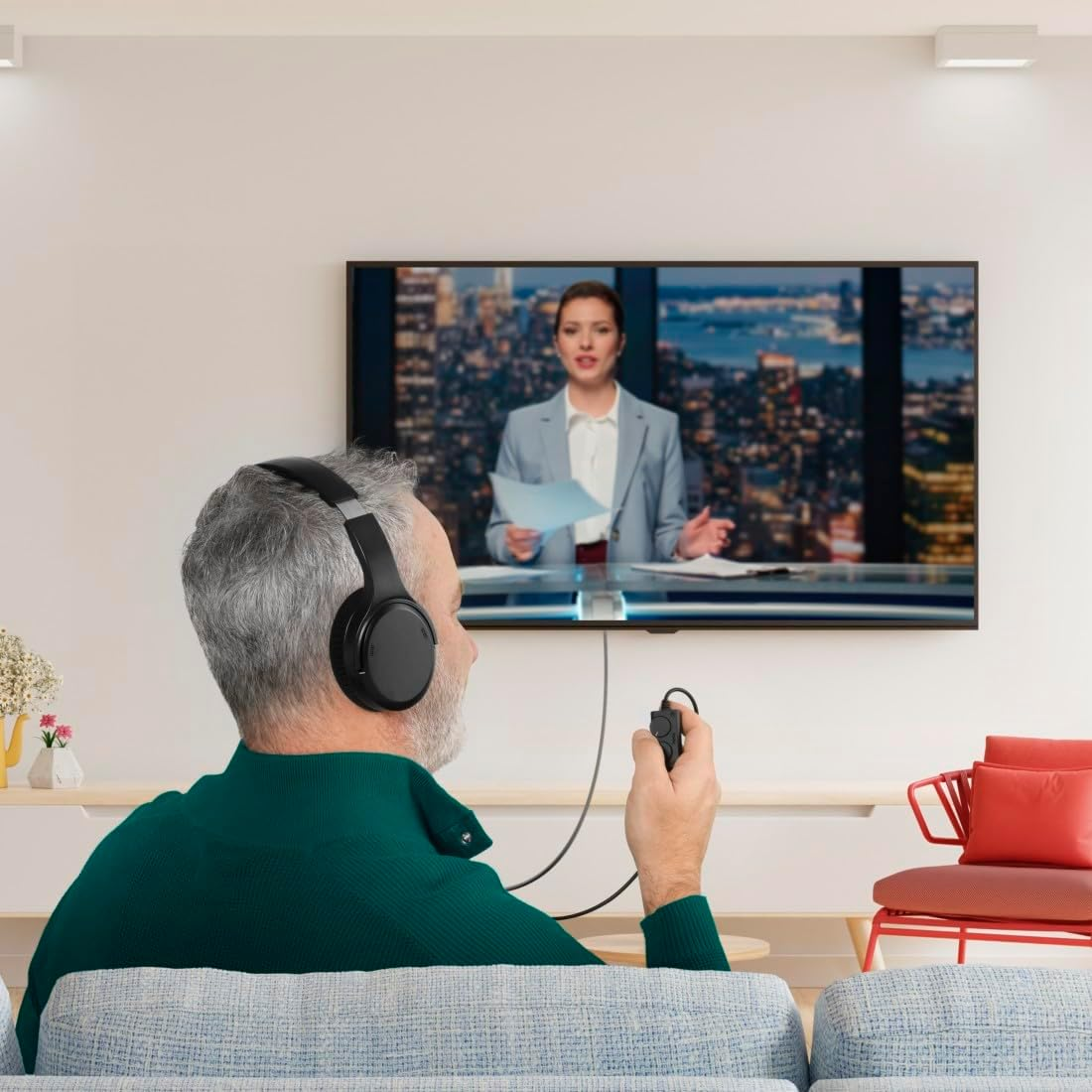 Hama German TV Headphones over Ear 6M Cable Volume Control