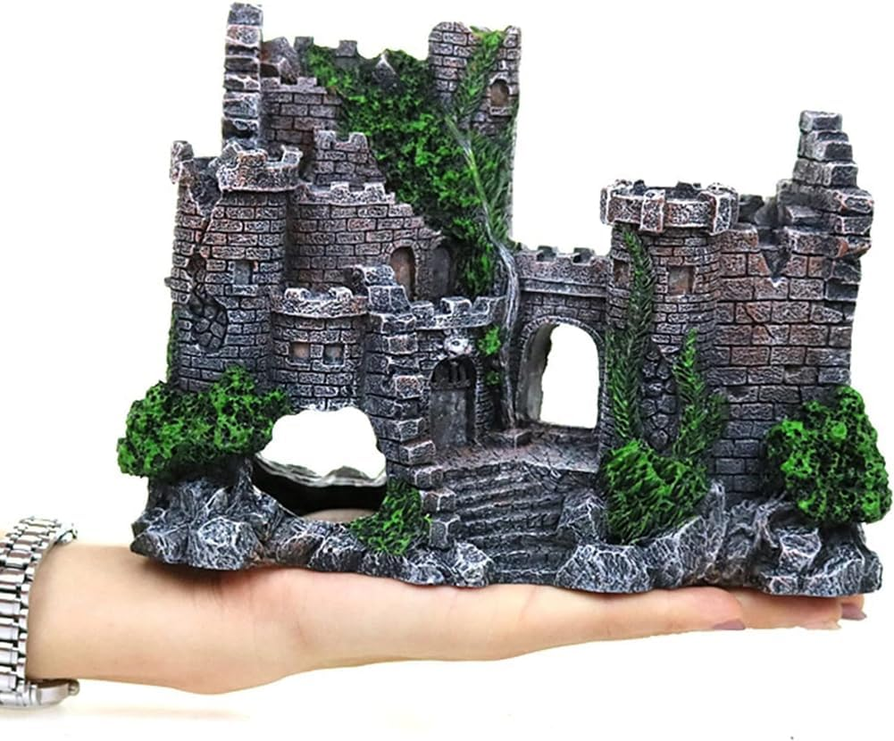 Fish Tank Castle, Aquarium Decorations Ornaments, Resin Castle Accessories for Betta Shrimp Turtle