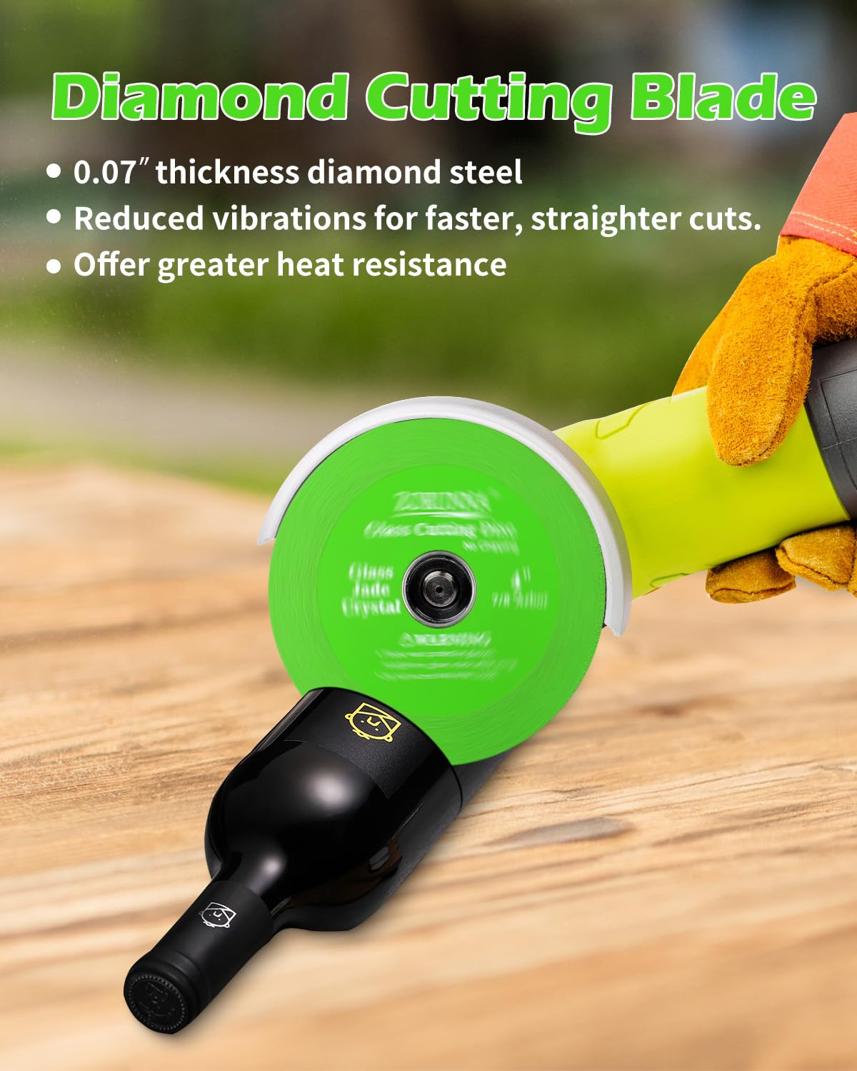 ZORUNNA 5 Pack Glass Cutting Disc for Angle Grinder, 4" X 7/8&rdquo; Tile Cutter Blade, Ultra-Thin Glass Cutters Tools for Grinding Ceramic, Crystal, Tile, Jade, Wine Bottle. image number 3