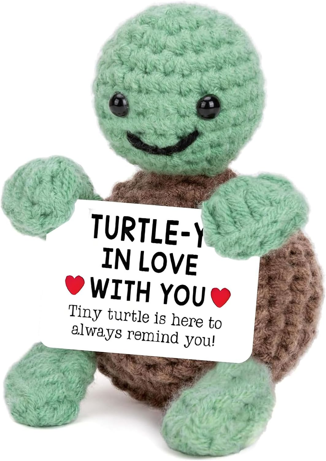 Handmade Emotional Mini Funny Crochet Turtle for Her Him, Wife Husband Girlfriend Boyfriend I Love You Gifts, Anniversary Birthday Gifts Turtle Decorations Decor (Turtle Lover)