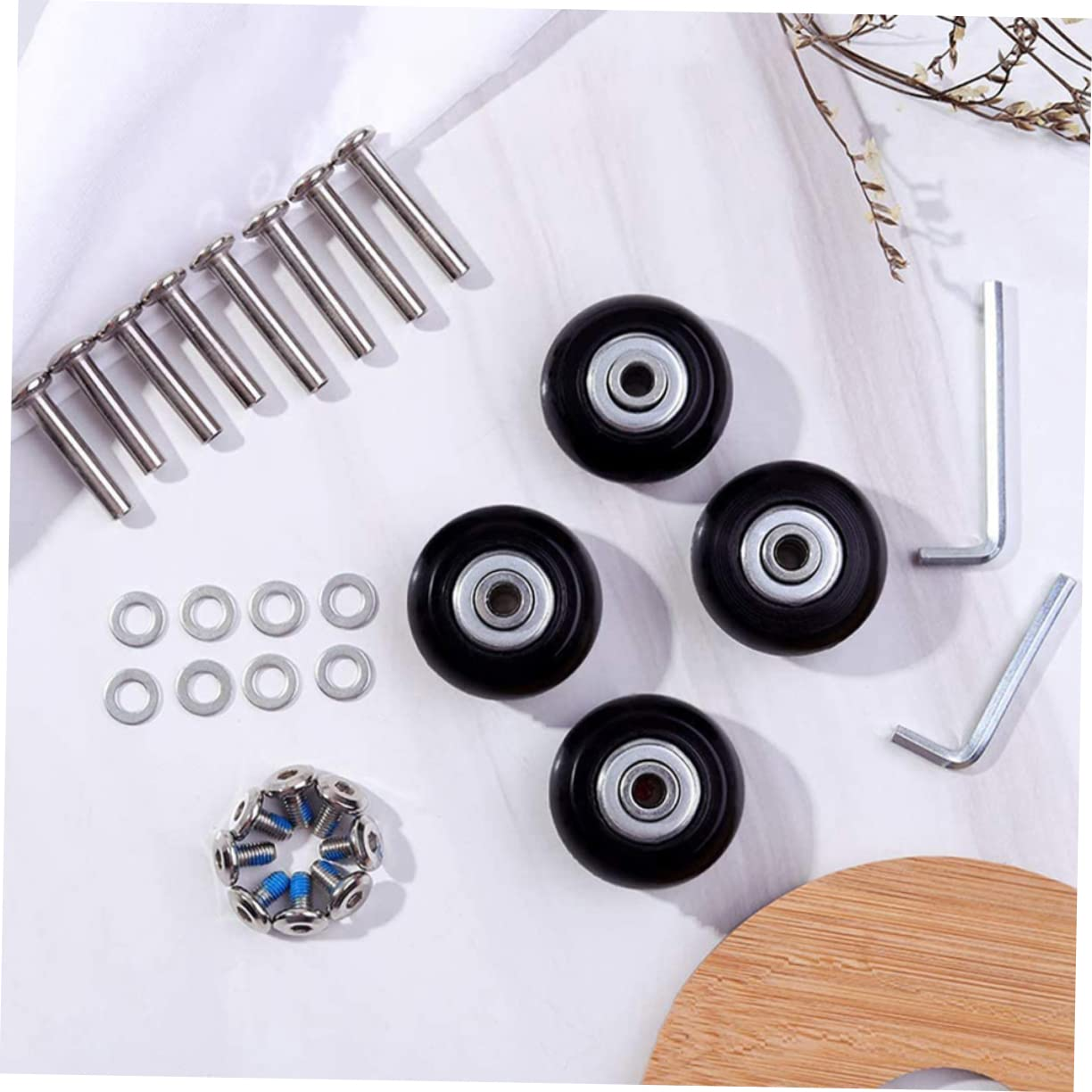 CLISPEED 2Sets Rubber Wheels Luggage Replacement Suitcase Wheels Practical Caster for Travel Luggage Bags Easy Repair Parts image number 4