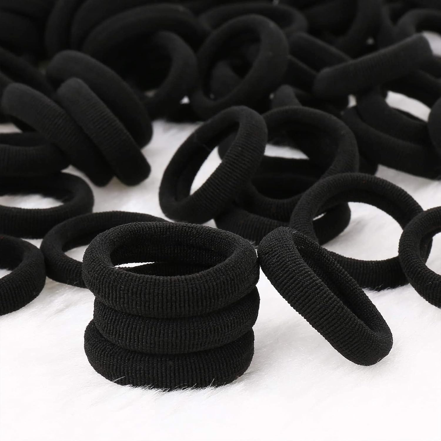 Ondaring 100Pcs Baby Hair Ties, Black Elastic Hair Bands Seamless Toddler Kids Hair Accessories, Mini Ponytail Holders for Girls and Kids (Black) - Ice Cream image number 6
