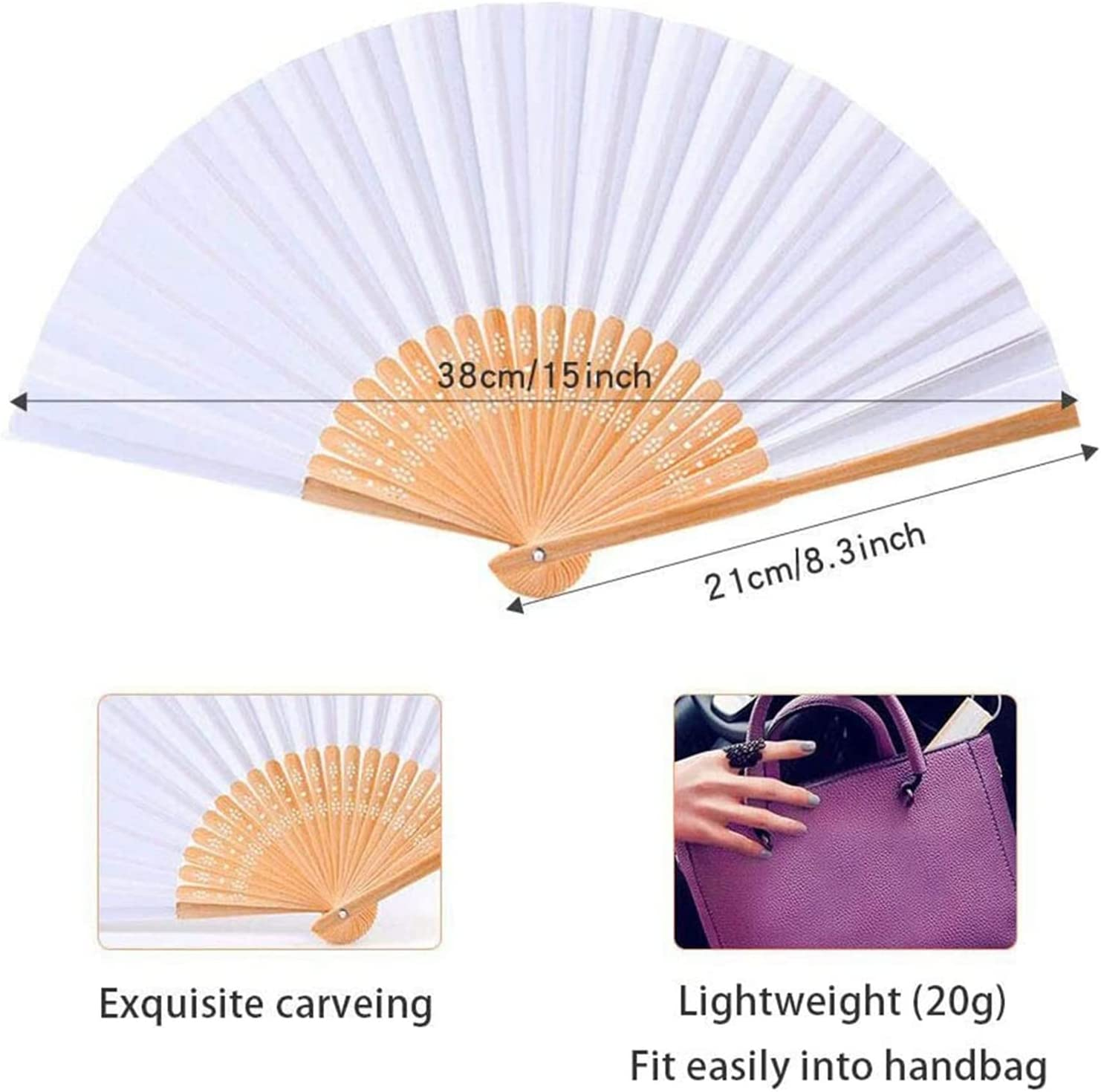 10 Pcs Handheld Folded Fan Bamboo Folding Paper Hand Held Fans for Wedding, Party Favor,Home Decoration and Children'S Painting DIY (10 Pcs) image number 1