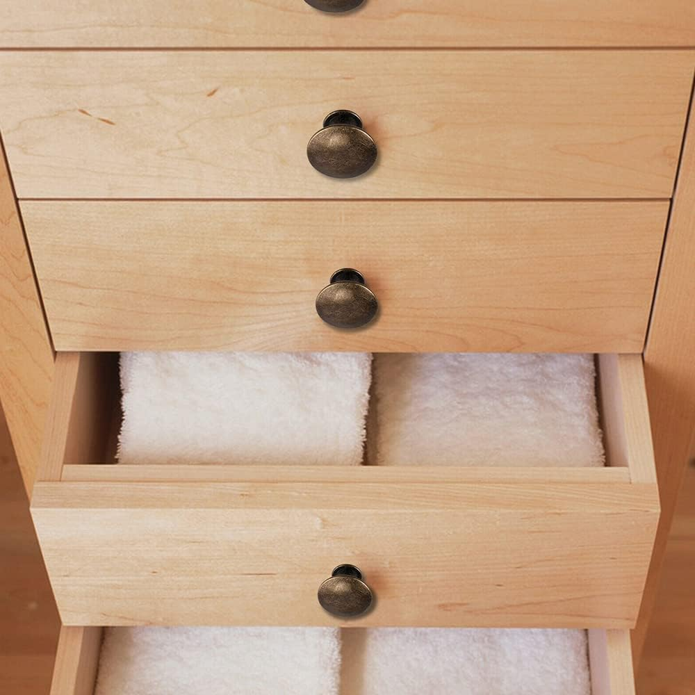 6X Cabinet Knob Bedroom Cupboard Handles Drawer Antique Single round Pull (Black) image number 6