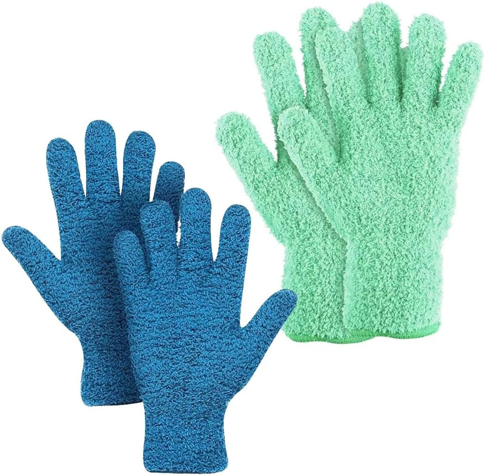 Idopick 2 Pairs Microfiber Gloves for Plant Dusting, Reusable, Washable Mittens Dusting Gloves for House Cleaning Shutters Windows outside Plants House Cars image number 3
