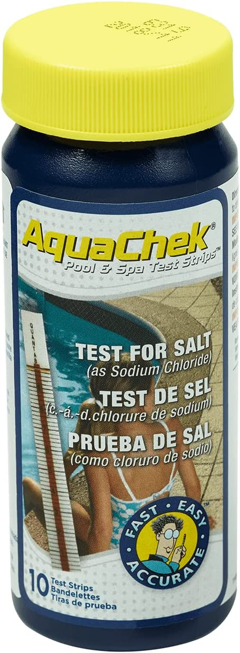 Aquachek Salt Test Strip Titrators for Pools - Salt Water Pool Test Strips for Sodium Chloride - Quick and Accurate Results - Professional Water Quality Testing Kit (10 Strips) image number 1