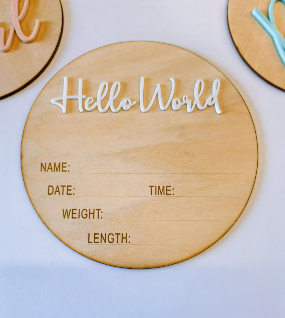 3Ps Its a Boy Its a Girl Wooden Sign & Hello World Sign,3D Acrylic Baby Announcement Signs,Gender Reveal Wood Sign for Photo Props,New Mom Gifts,Baby Showers,Hospital & Nursery Decor image number 2