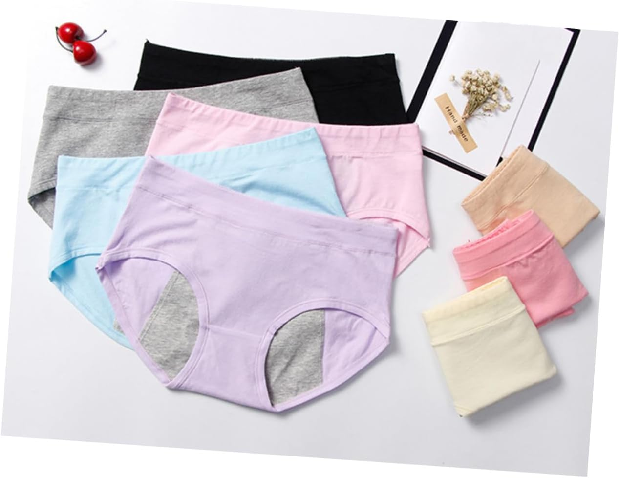 Leak Menstrual Underwear for Women Cotton Seamless Period Briefs Comfortable Middle Waist Design Pink for Menstrual Cycle and Light Incontinence