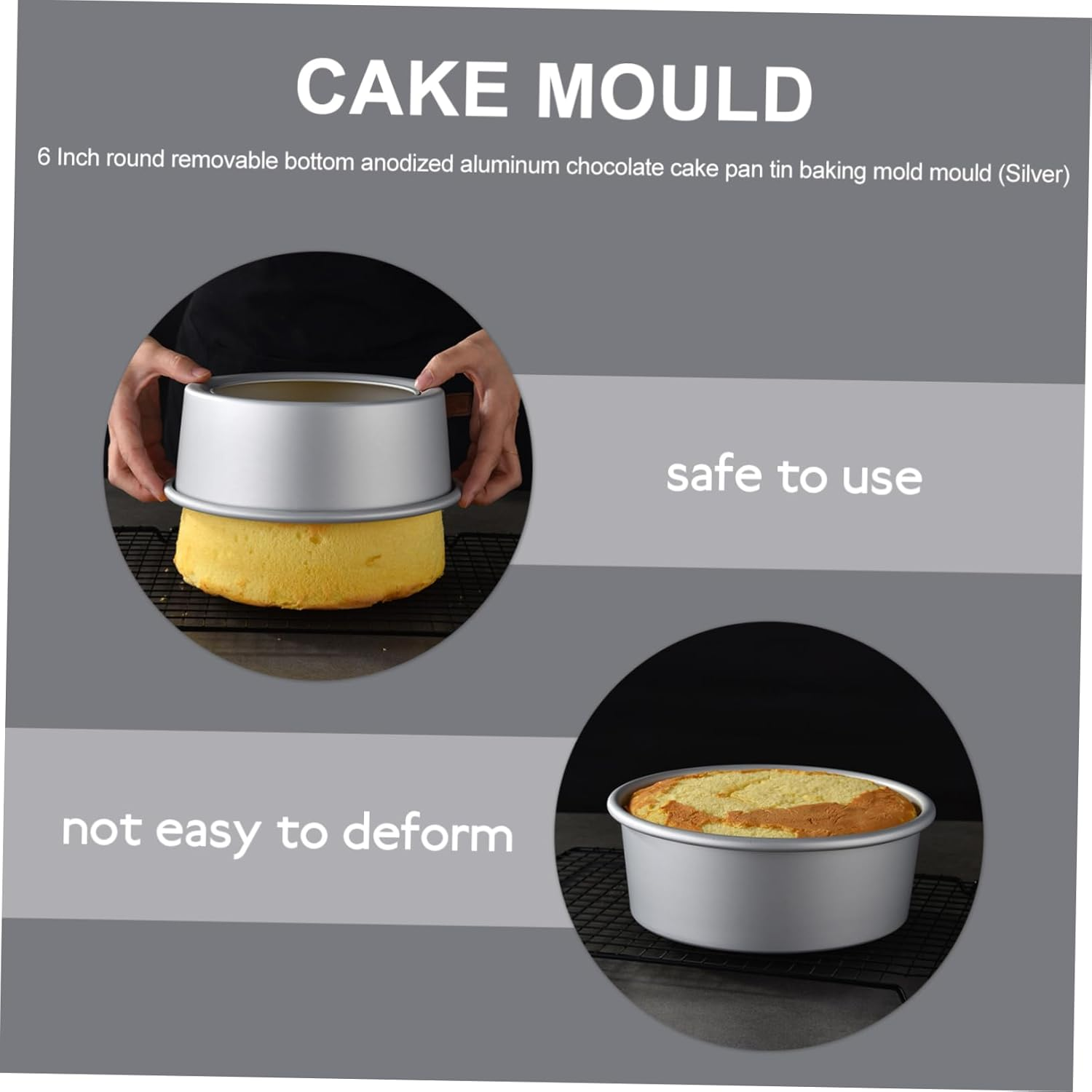 UTHCLO 4 Inch Tall Cake Mold Chiffon Cake Baking Pan Baking Mold for DIY Mould Casting Mold Easy Clean image number 3