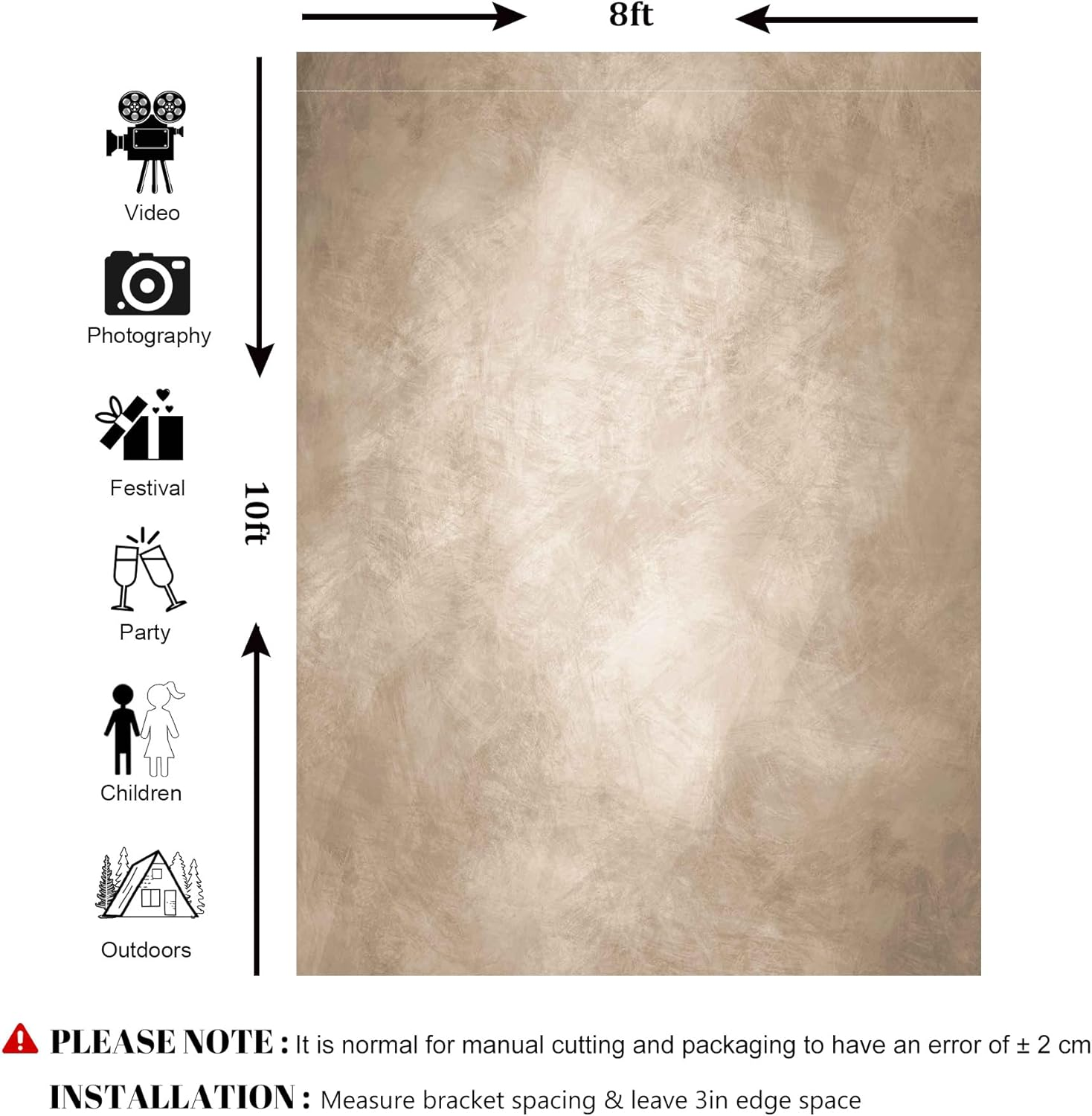 Haboke Abstract Professional Photography Backdrop for Adult Portrait Photo Studio Props Booth Background Photoshoot with Thick Ployester Roller Pocket on Top(Beige-8X10Ft) image number 4