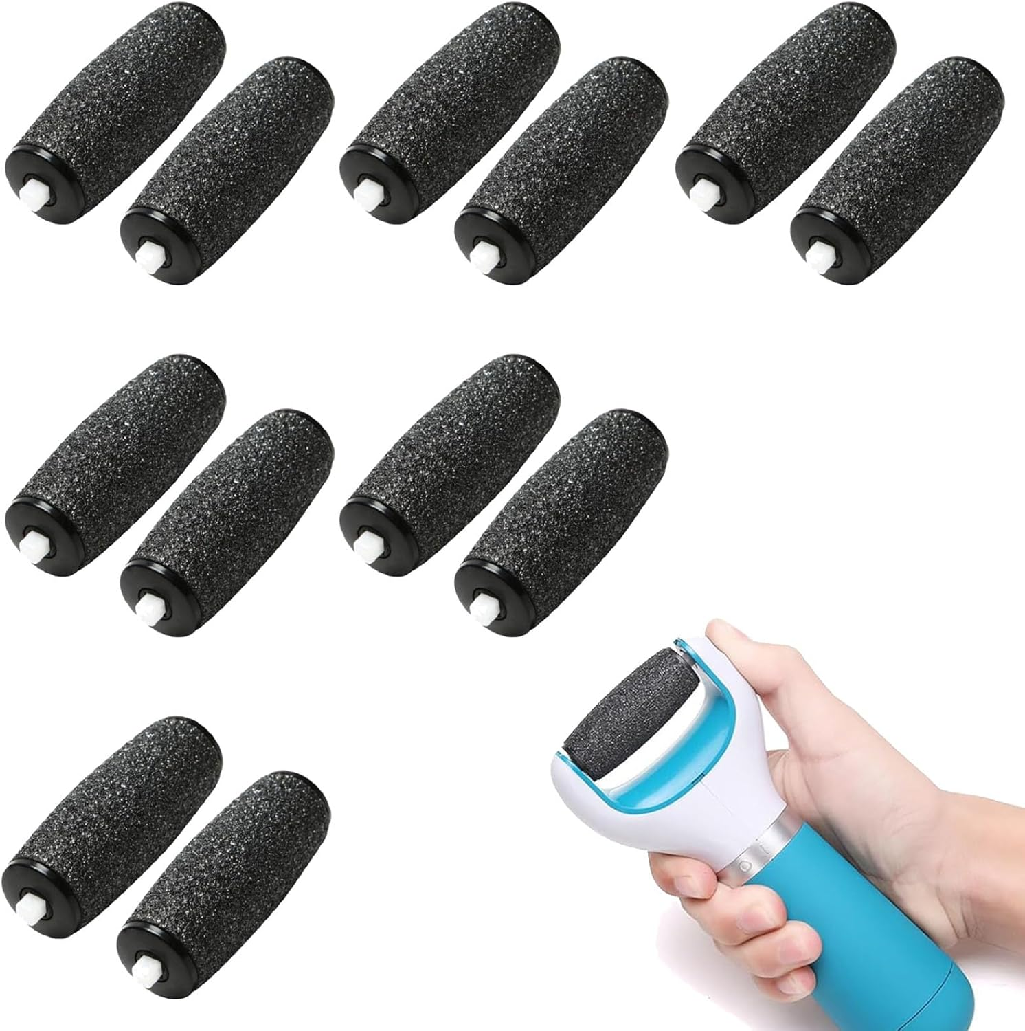 Pack of 12 Replacement Rollers for Scholl Callus Remover, Extra Coarse Refills for Electric Foot File, Compatible with Scholl Velvet Smooth, Pedicure Foot Care Set for Removing Hard Skin image number 6