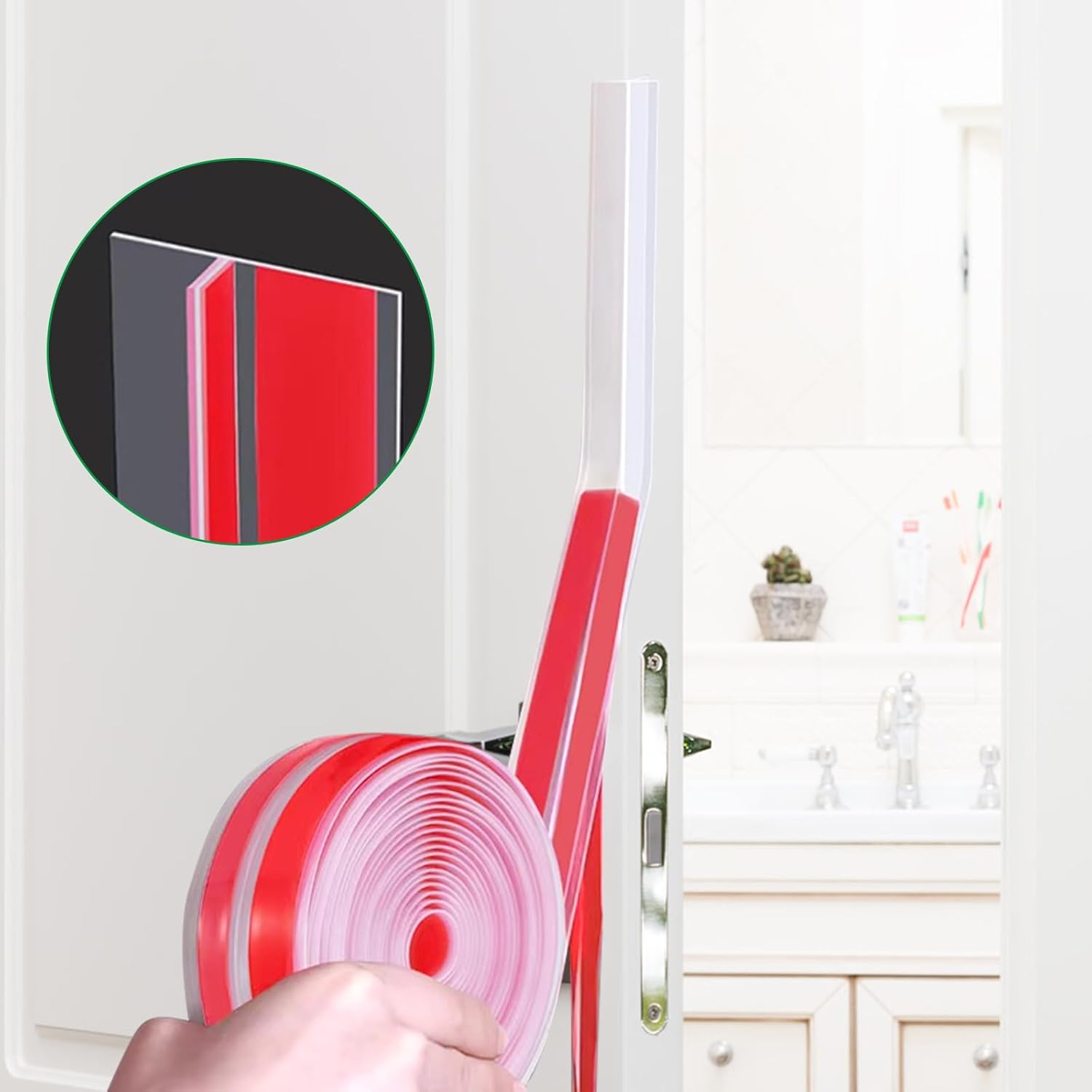 Huakaile T-Shaped Clear Door Draft Stopper Blocker, 9.8 Ft X 1.3" Silicone Weather Stripping Window Seal Strips, Self-Adhesive Waterproof Shower Door Bottom Sweep for Insulation Gap image number 6