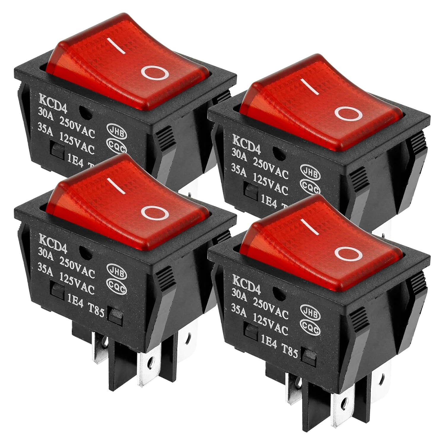 4Pcs 30A 250V AC DPST 4 Pin Rocker Toggle Switch Red Lighted On/Off Heavy Duty Switch for Industrial Equipment Car Ship(4) image number 5