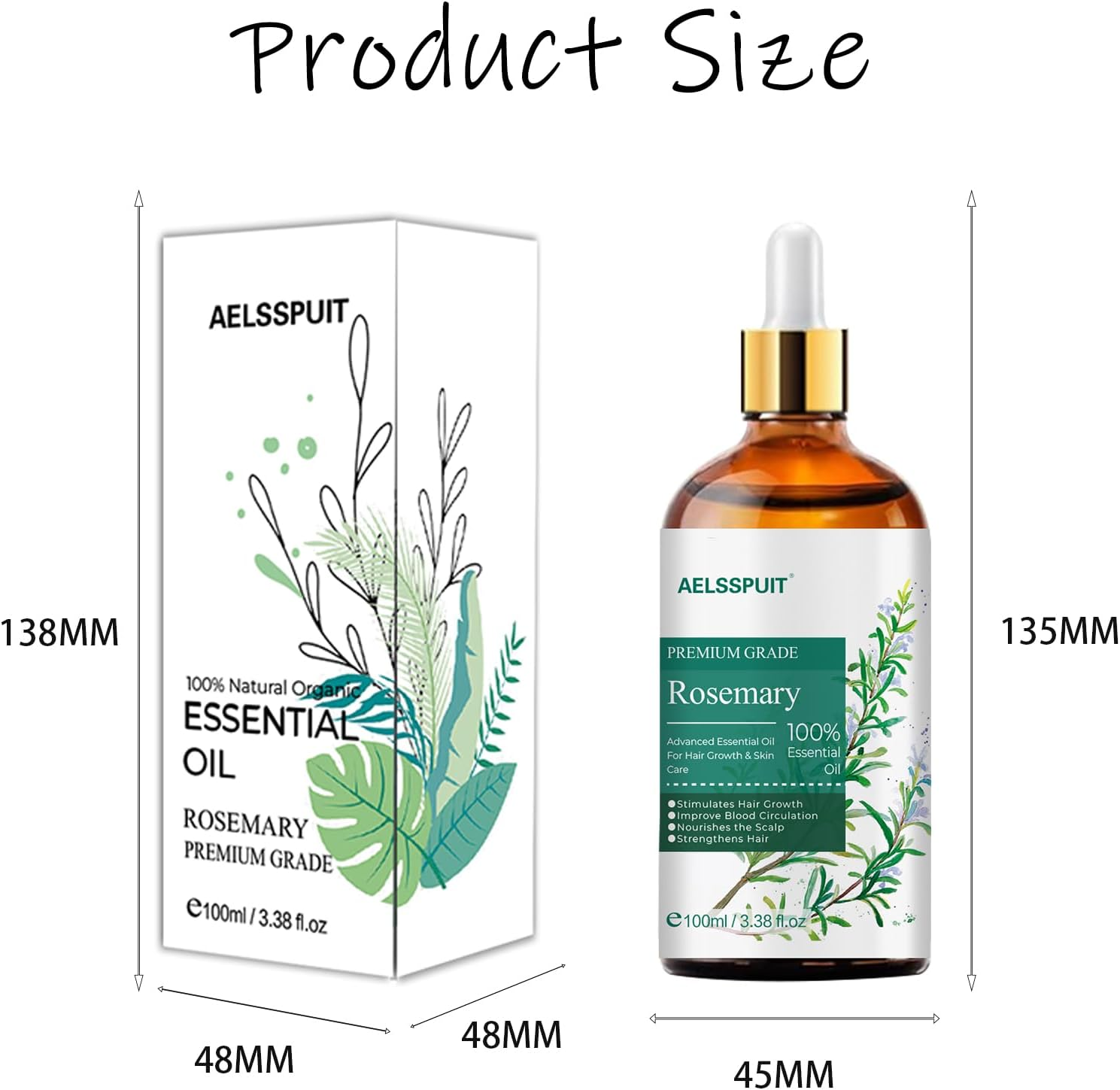 AELSSPUIT Rosemary Hair Oil Infused with Biotin to Enhance Hair Nourishment and Volume Natural Hair and Scalp Care for All Hair Types, for Both Men and Women 100Ml/3.52Fl Oz image number 1