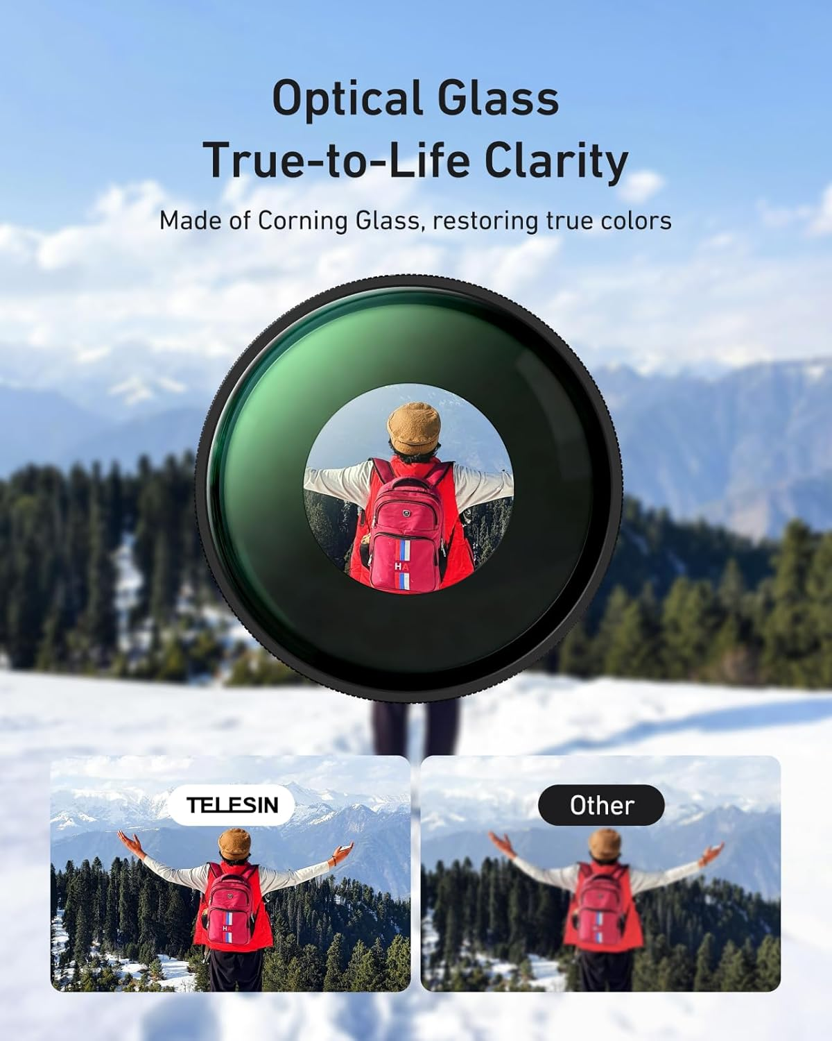 TELESIN ND & CPL Filters Set for Insta360 Go Ultra，Lens Filters Kit 4-Pack (Cpl+Nd8/16/32)｜Multi-Coated Optical Glass｜Balanced Exposure｜Anti-Reflective｜Aluminium Alloy Frame image number 3