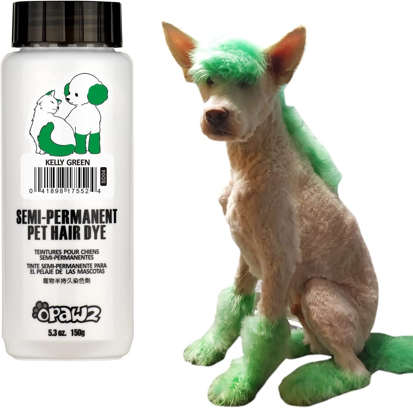 OPAWZ Semi-Permanent Dog Hair Dye, Food-Grade Pigment Dog Dye, Non-Toxic Pet Hair Dye for Dogs, Cats and All Pets Can Be Bathed (Kelly Green) - Hawaii Blue image number 5