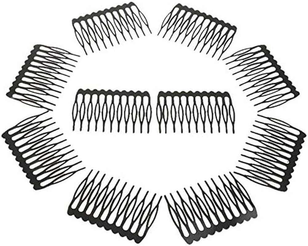 10 Pieces 10 Teeth Metal Black Wig Combs Hair Pins Clips DIY for Women Beauty image number 2